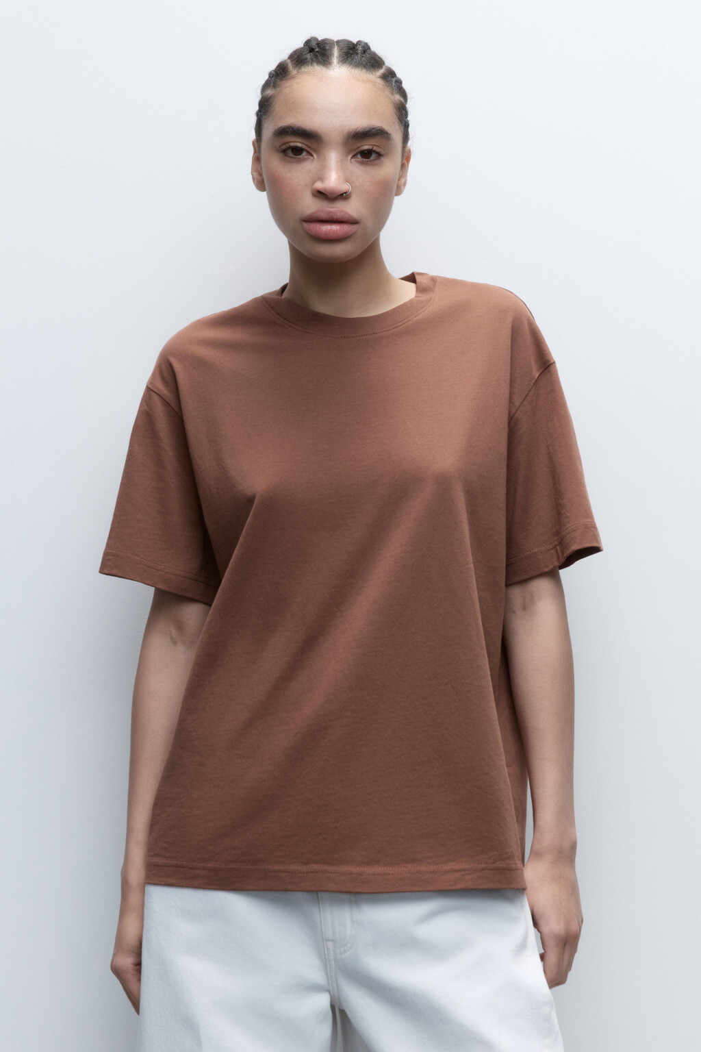 Футболка из хлопка базовая - цвет коричневый - 2