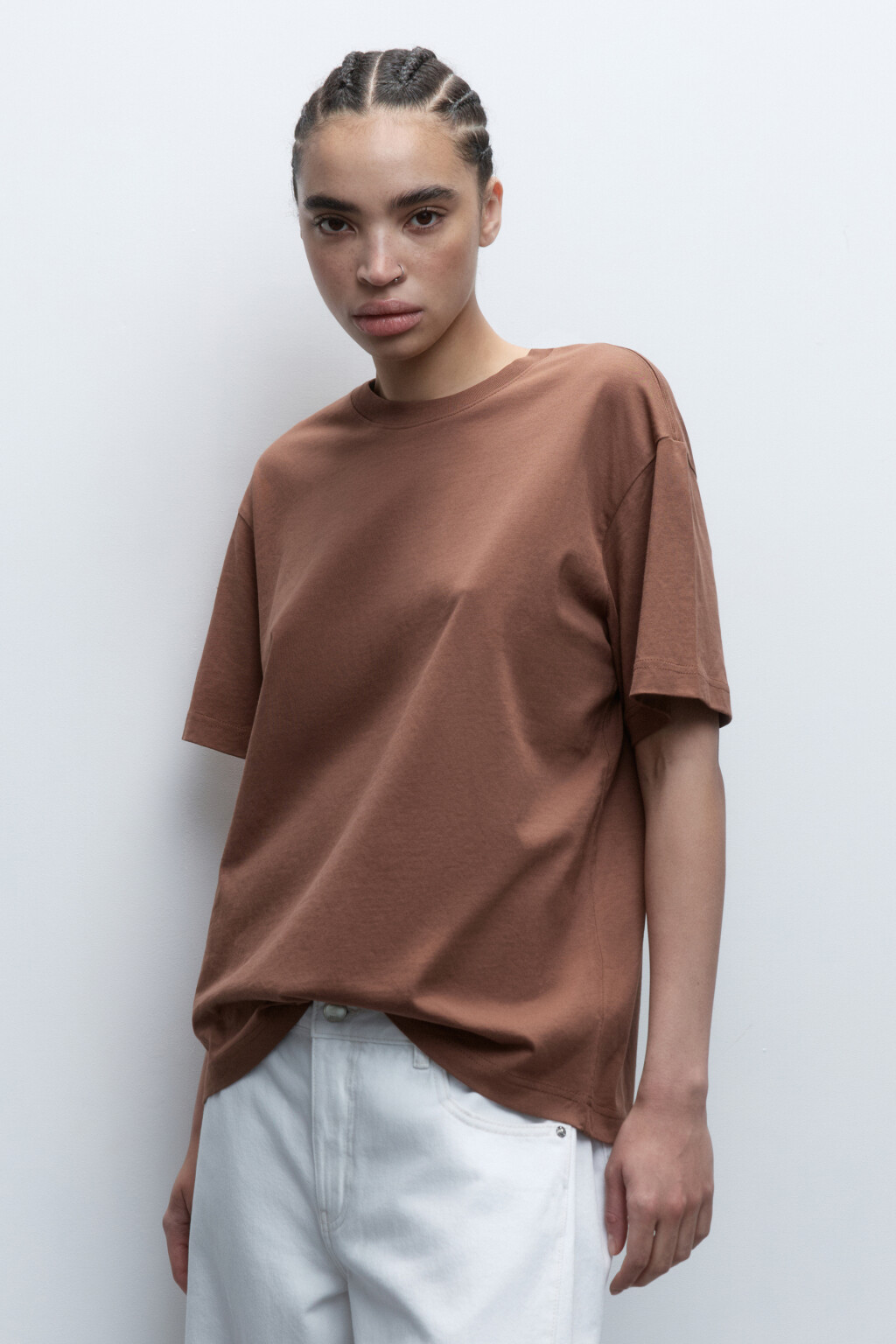 Футболка из хлопка базовая - цвет коричневый - 3