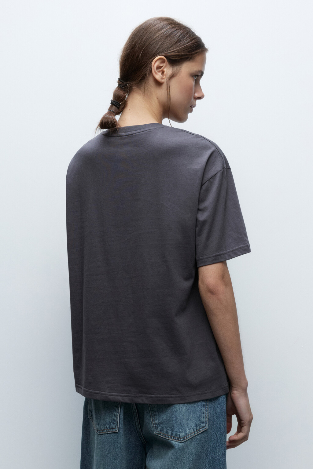 Футболка oversize с нагрудным карманом - цвет серый - 4