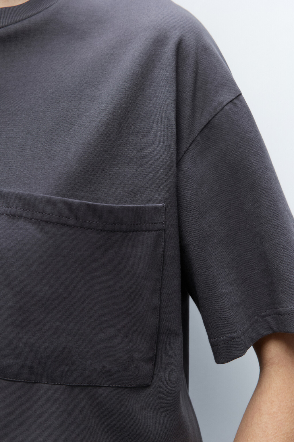 Футболка oversize с нагрудным карманом - цвет серый - 7