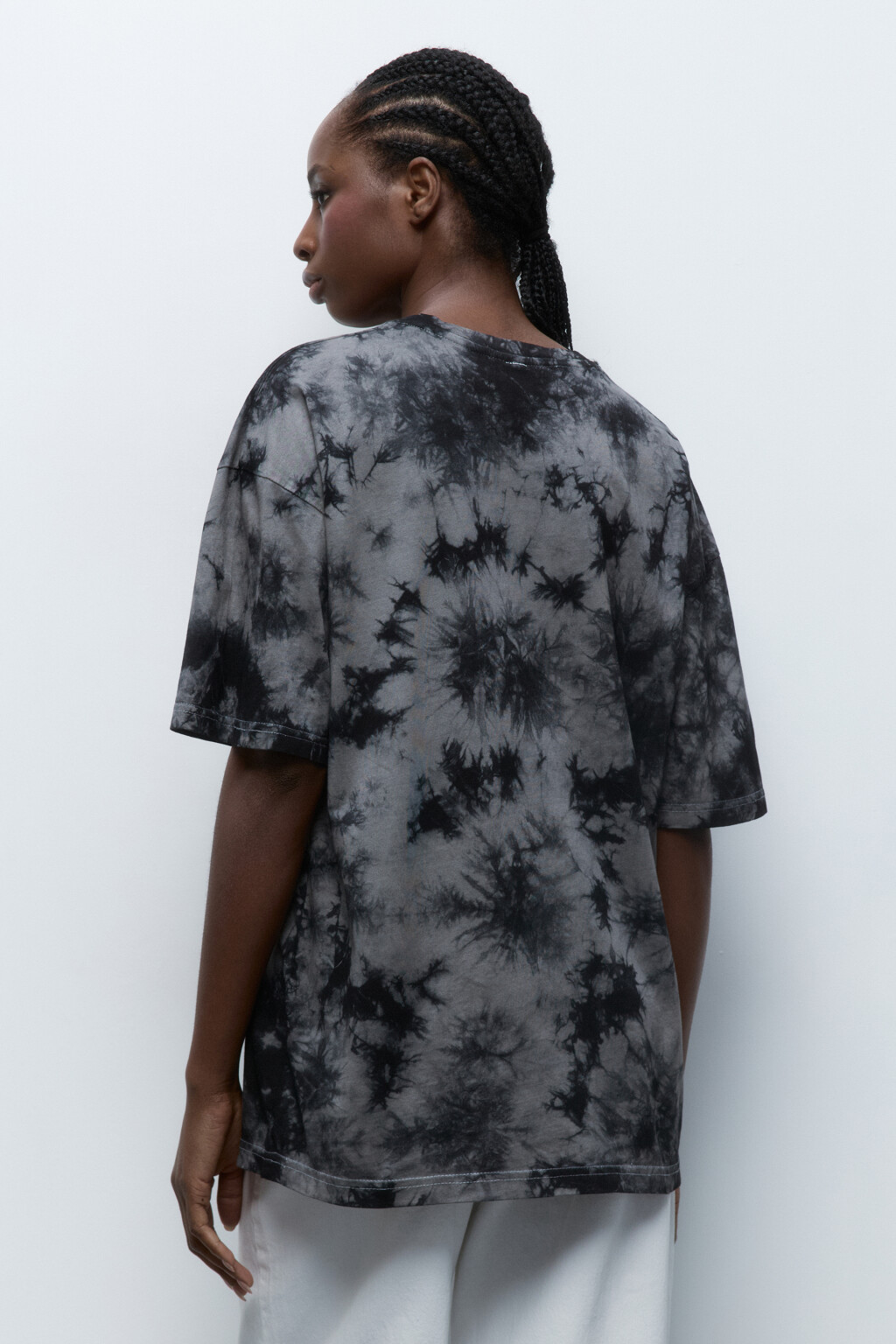 Футболка хлопковая с принтом тай-дай - цвет черный - 4