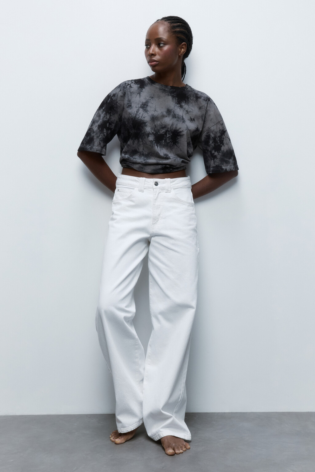 Футболка хлопковая с принтом тай-дай - цвет черный - 5