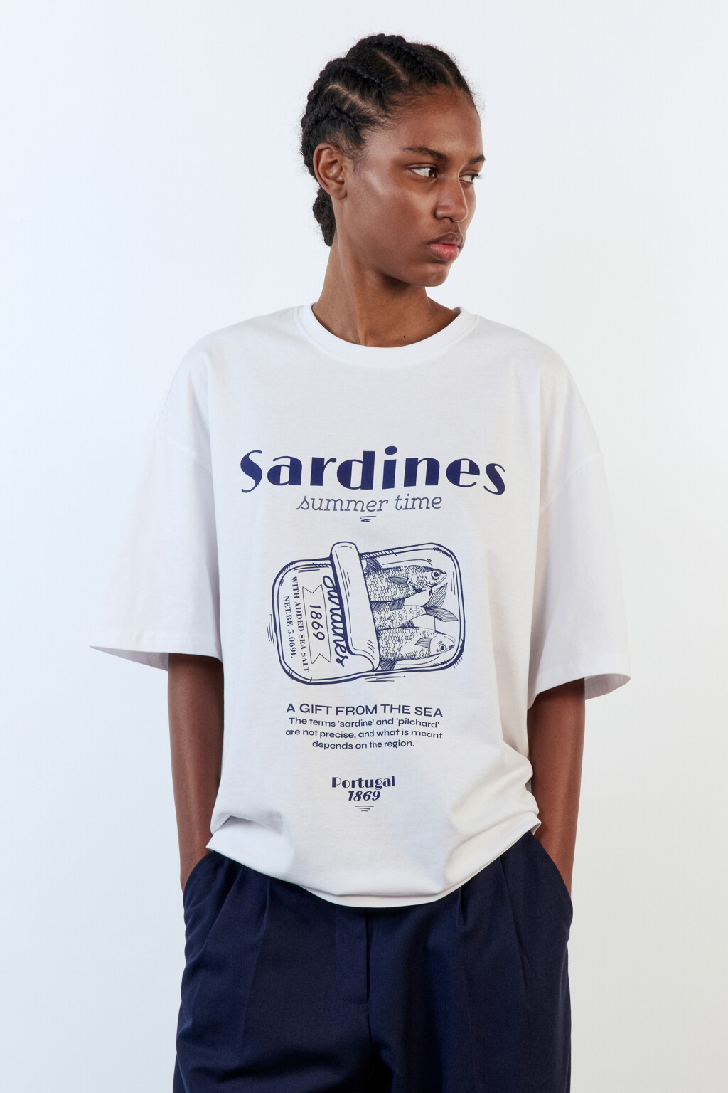 Футболка oversize хлопковая с принтом - цвет синий - 2