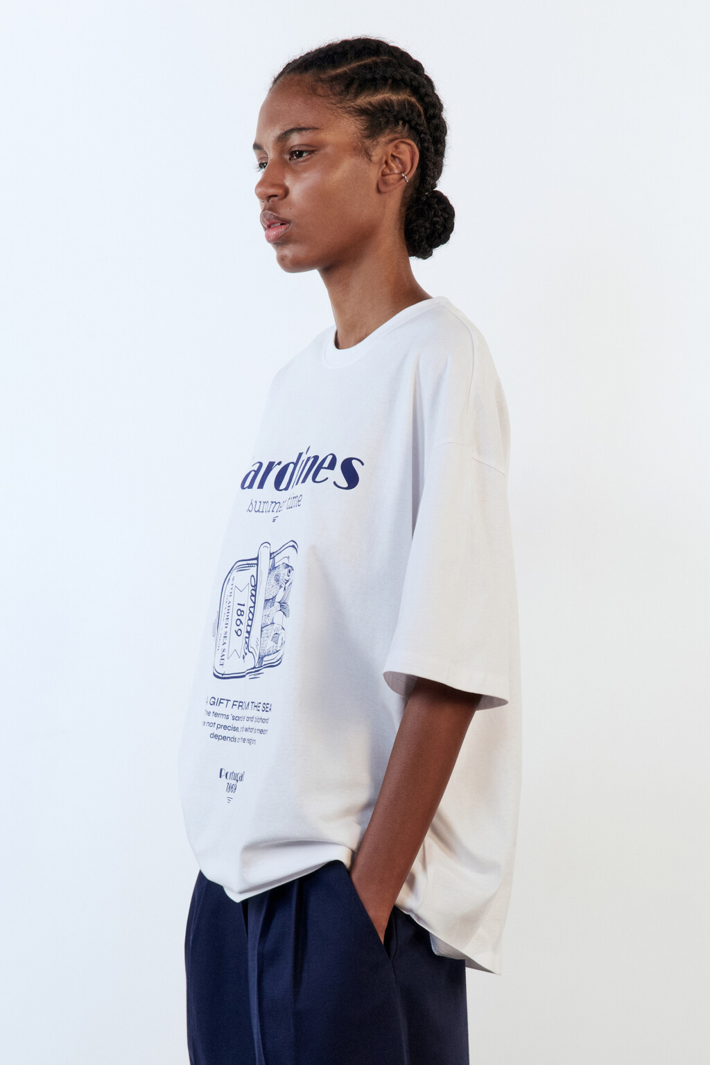 Футболка oversize хлопковая с принтом - цвет синий - 3