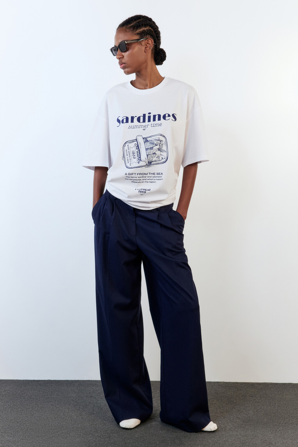 Футболка oversize хлопковая с принтом - цвет синий - 5