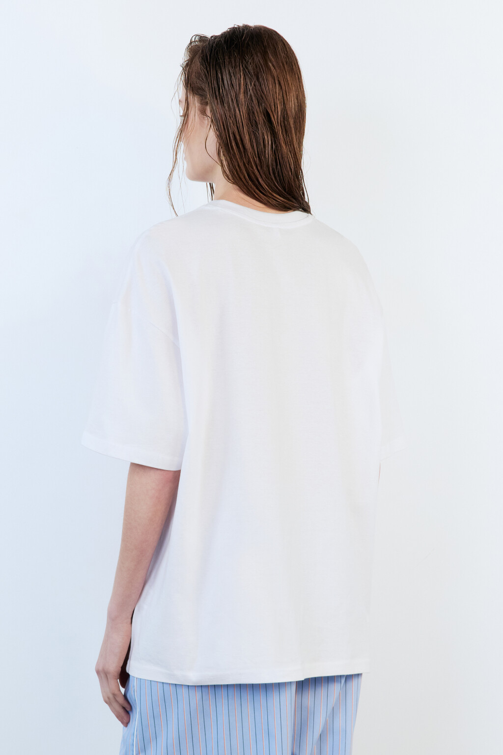 Футболка oversize хлопковая с принтом - цвет белый - 4