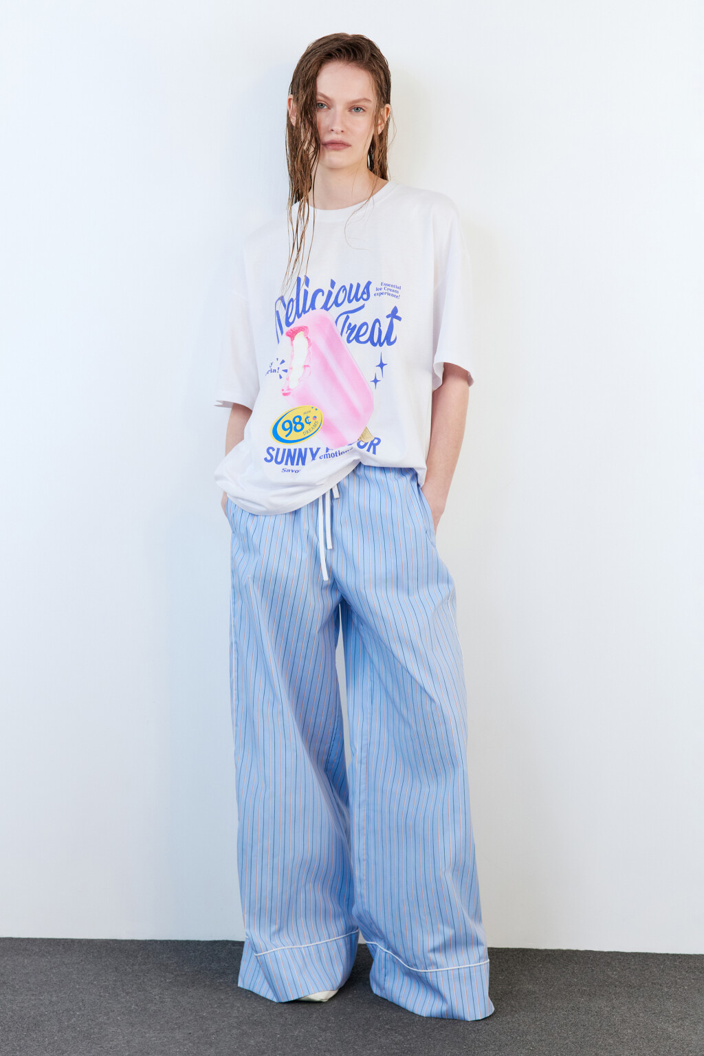 Футболка oversize хлопковая с принтом - цвет белый - 5