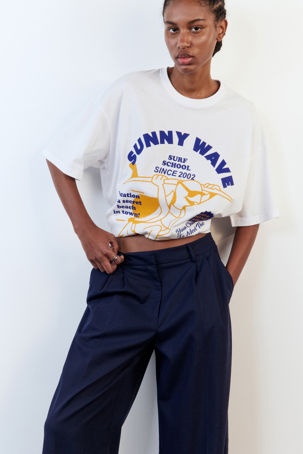 Футболка oversize хлопковая с принтом - цвет бежевый - 1