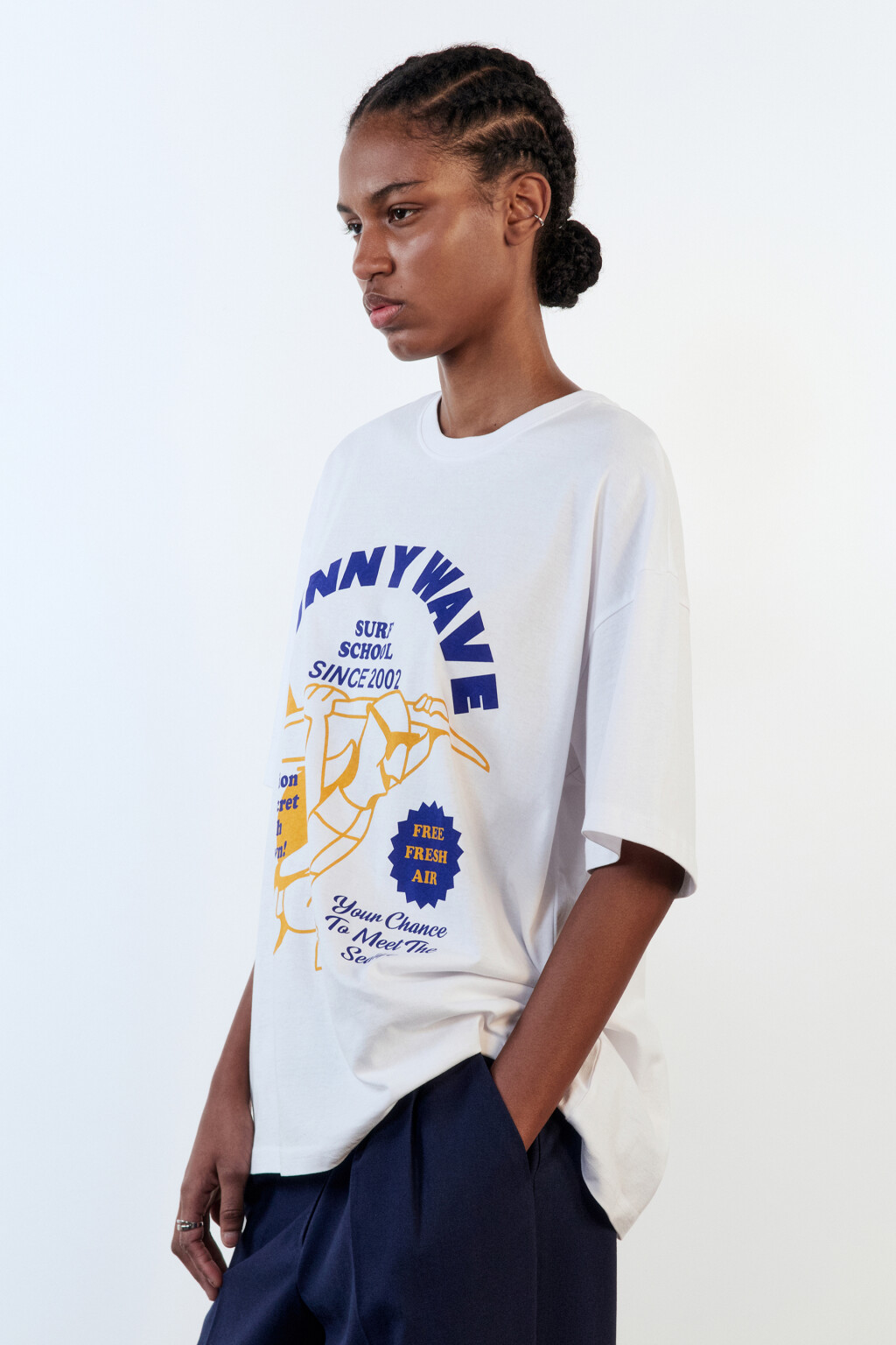 Футболка oversize хлопковая с принтом - цвет бежевый - 3