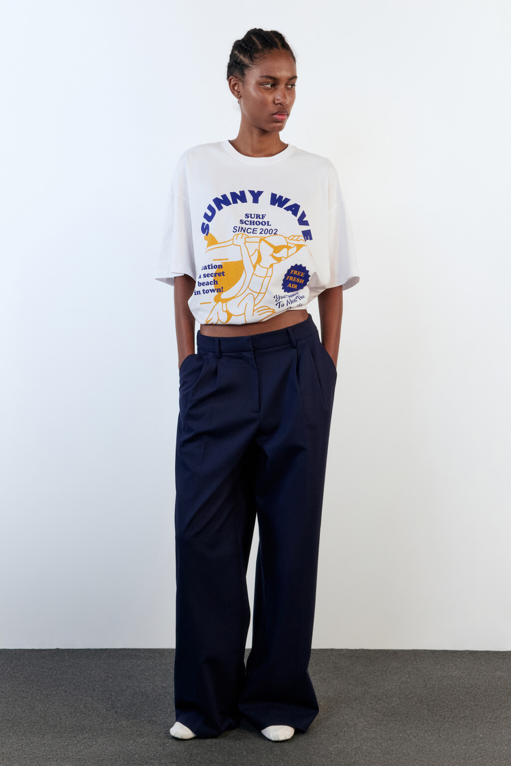 Футболка oversize хлопковая с принтом - цвет бежевый - 5