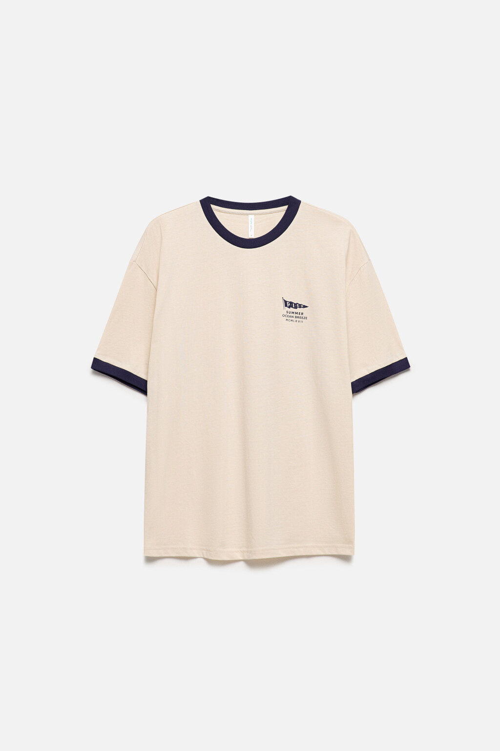 Футболка oversize контрастная с надписью - цвет бежевый - 8