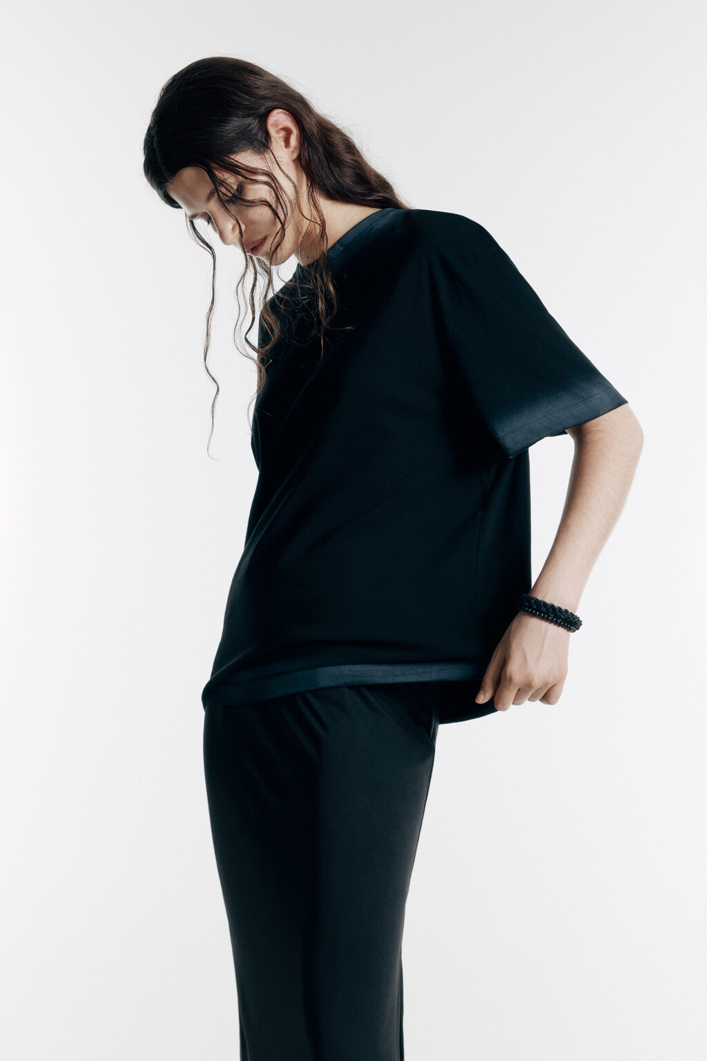 Футболка oversize с эффектом тай-дай - цвет черный - 1