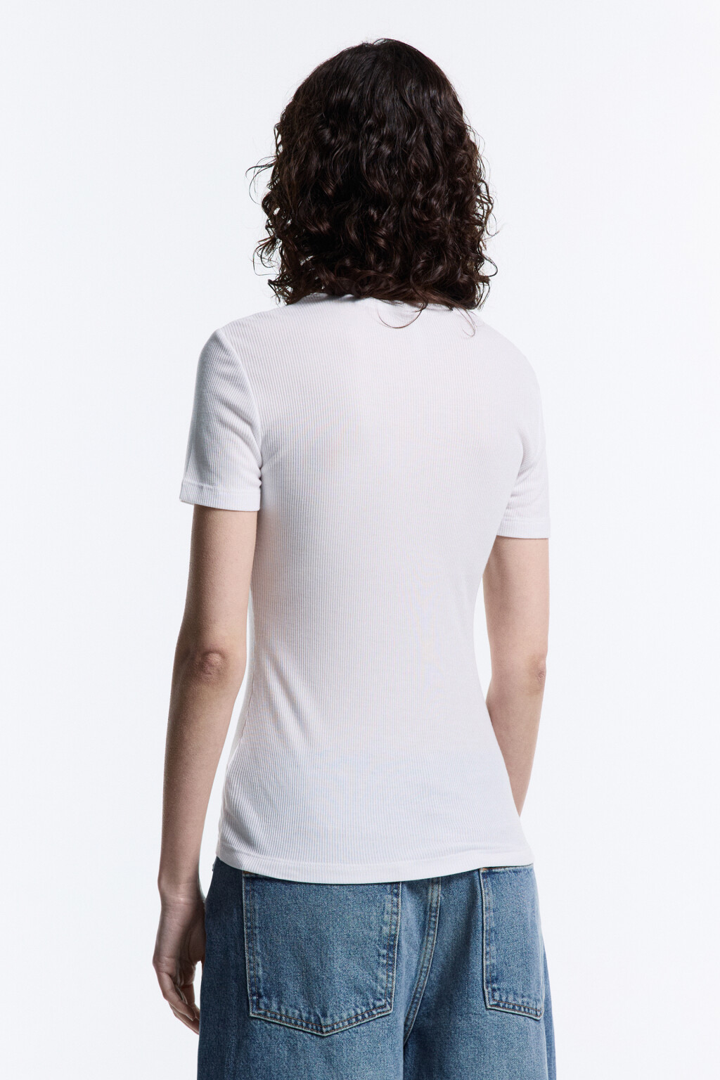 Футболка slim в рубчик из модала - цвет белый - 4