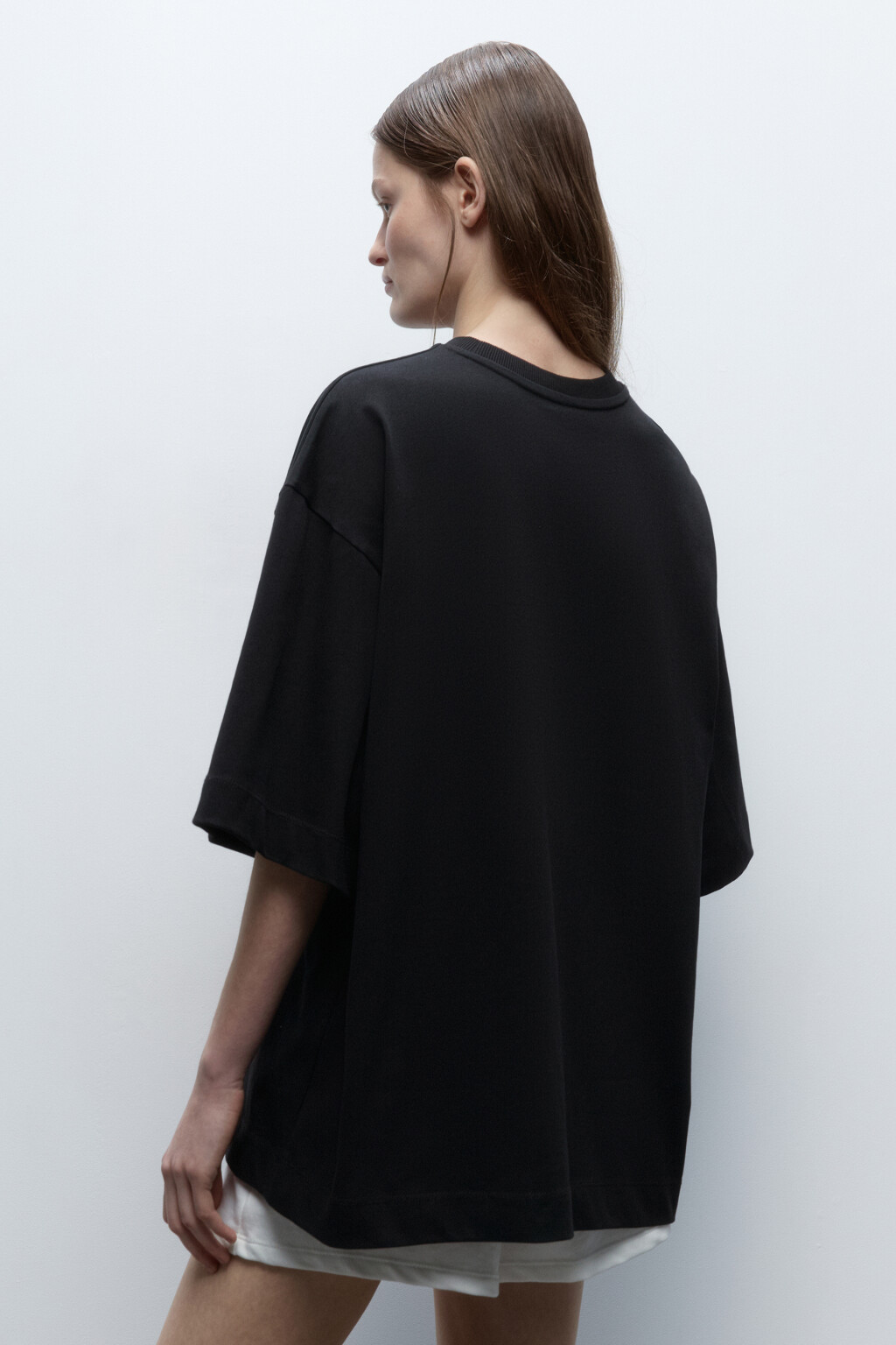 Футболка оверсайз с надписью - цвет черный - 4