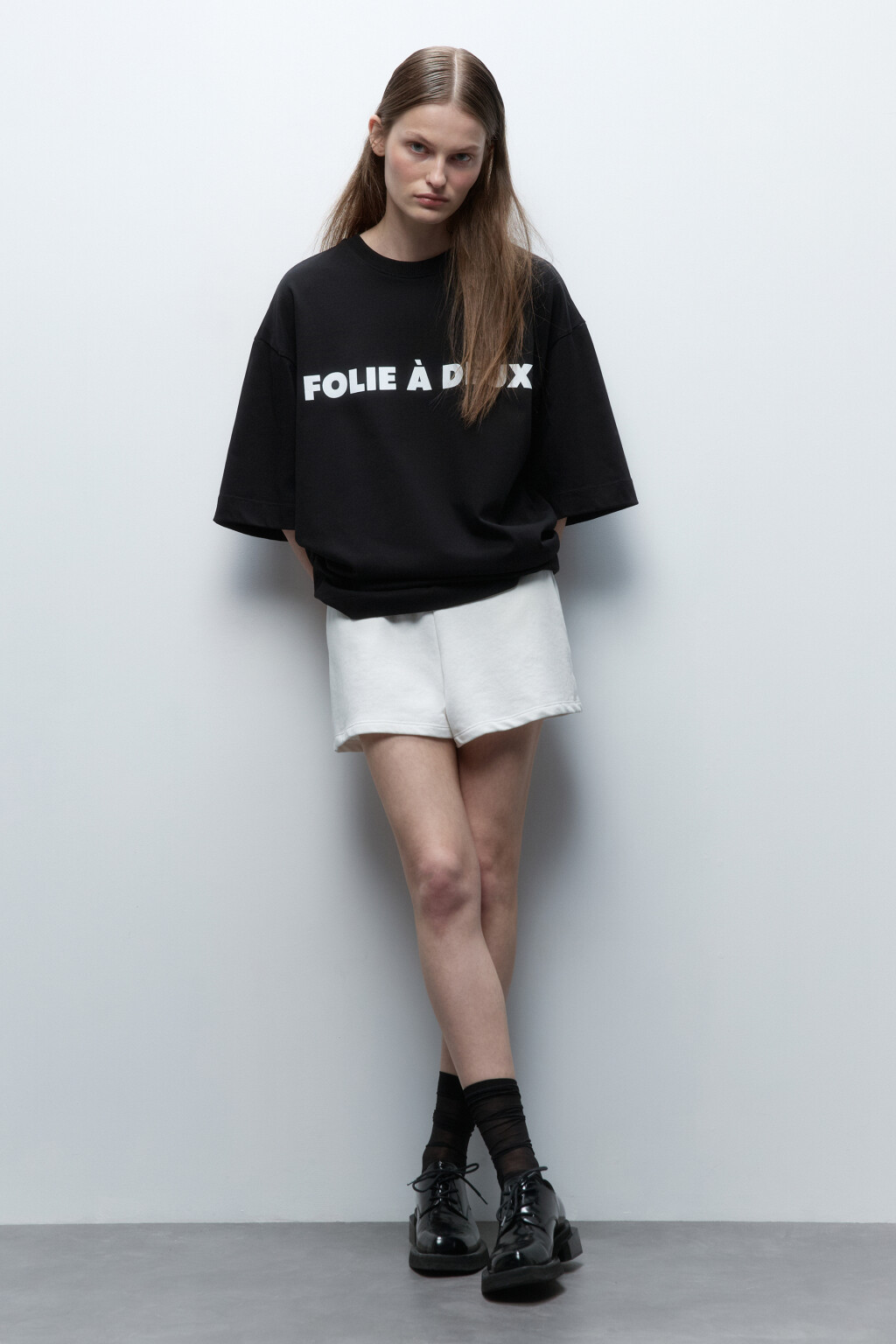 Футболка оверсайз с надписью - цвет черный - 5