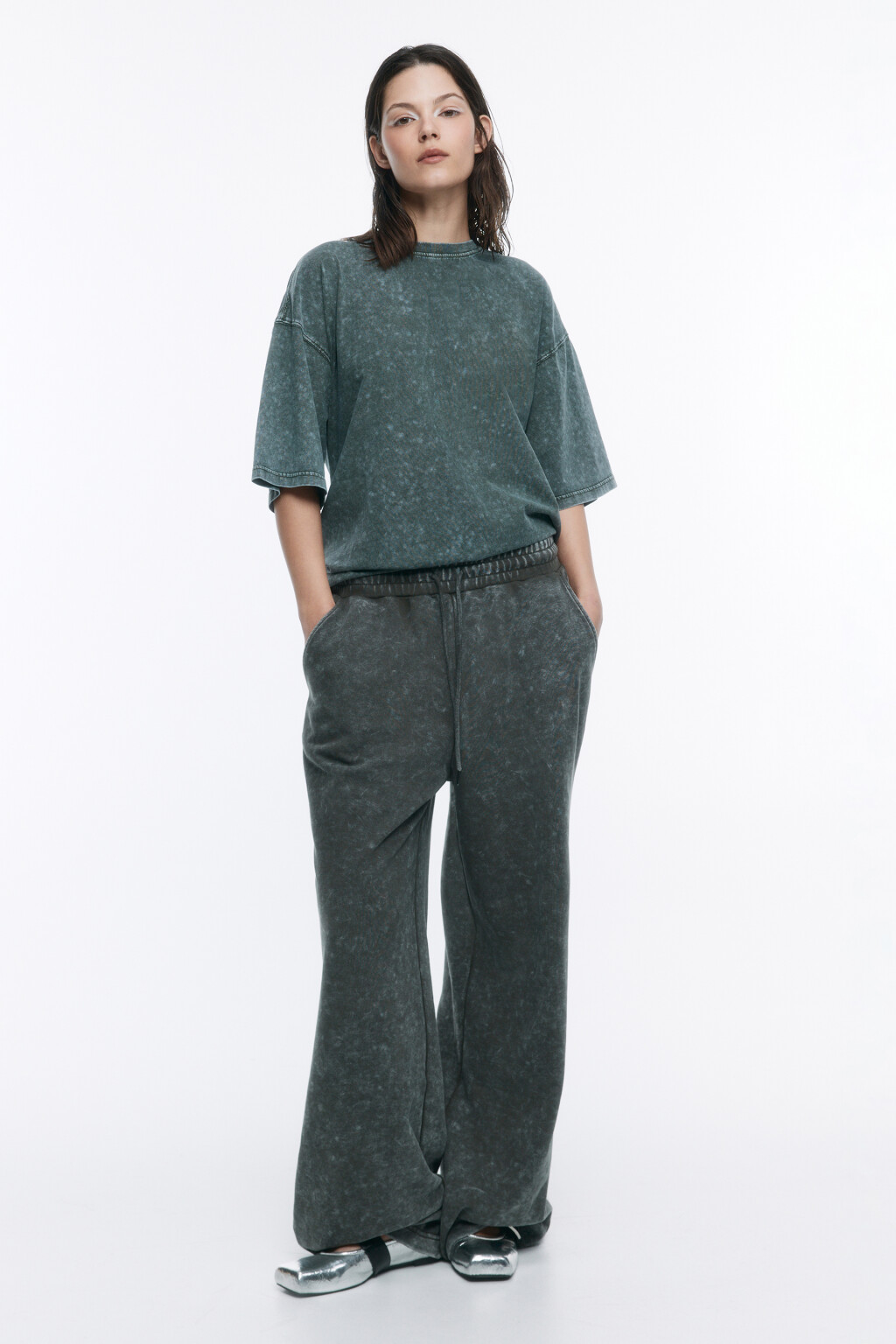 Футболка oversize с состаренным эффектом - цвет зеленый - 5