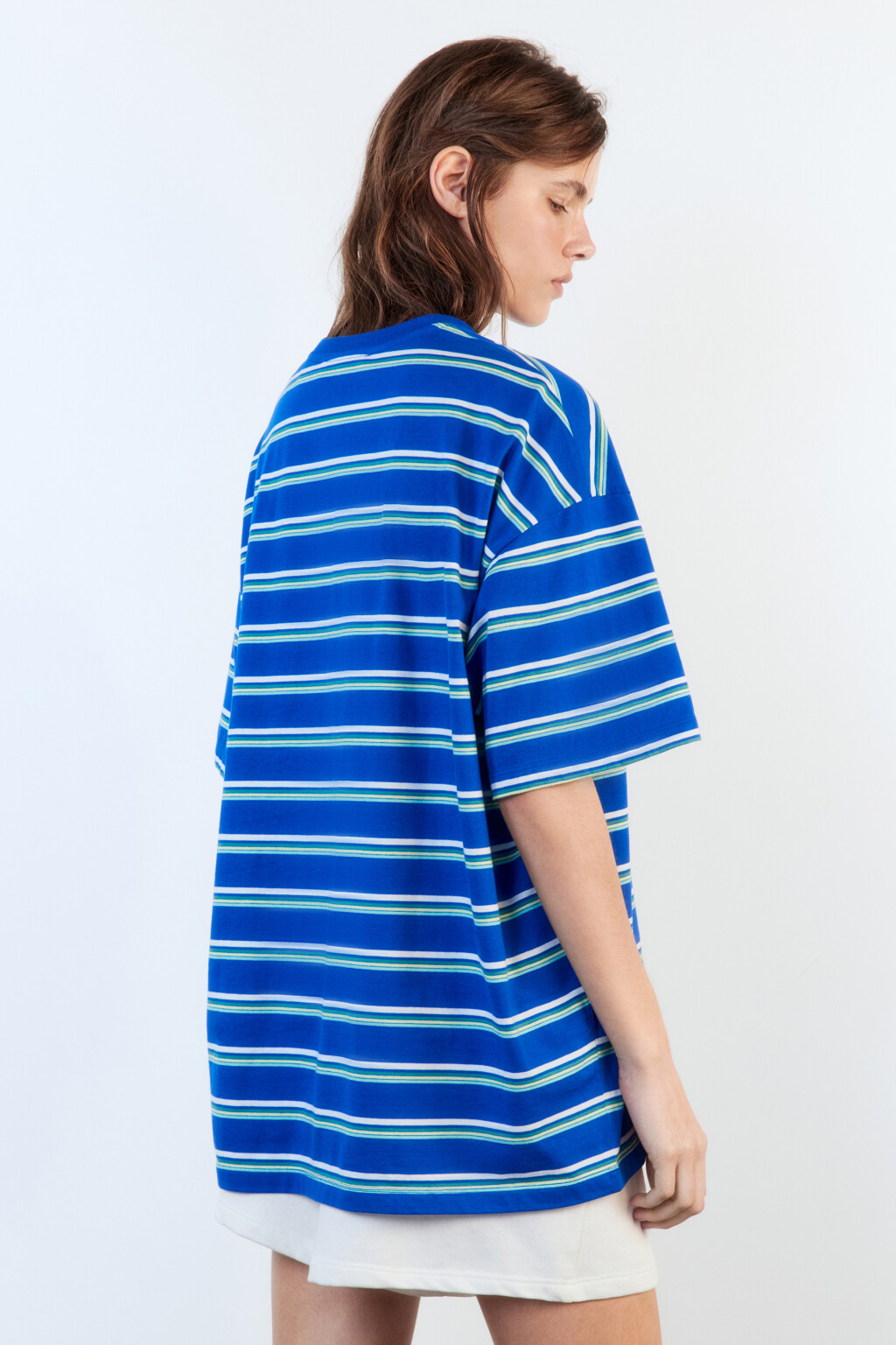 Футболка oversize в полоску с надписью - цвет синий - 5