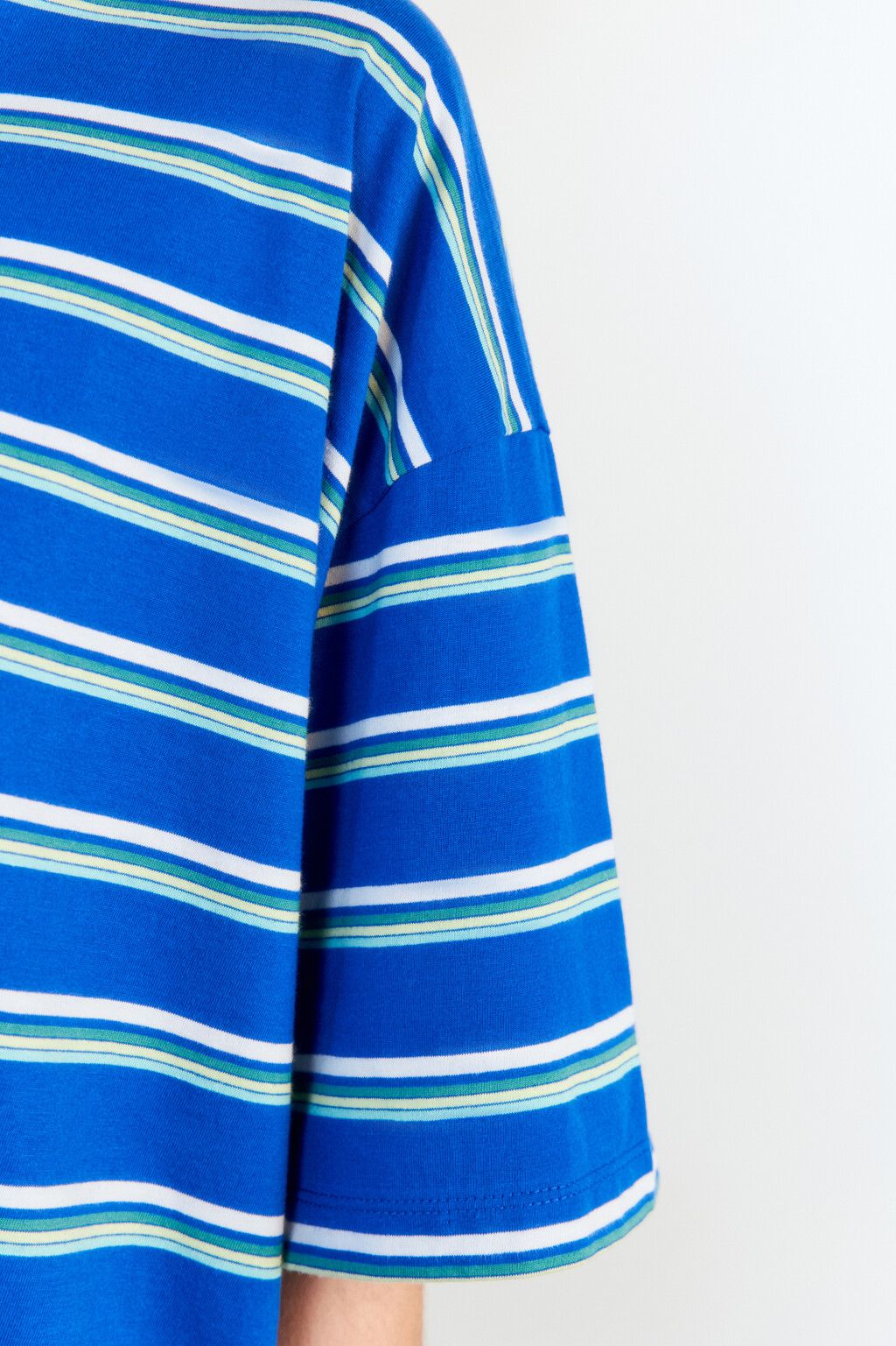 Футболка oversize в полоску с надписью - цвет синий - 8