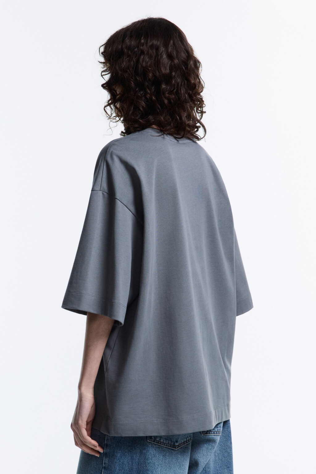 Футболка oversize хлопковая однотонная - цвет серый - 4
