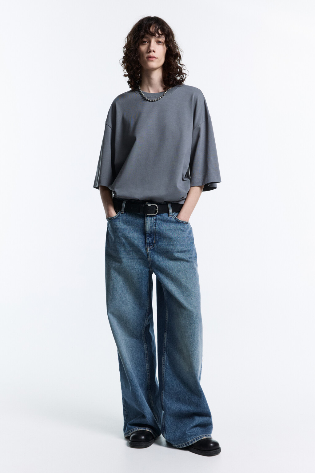 Футболка oversize хлопковая однотонная - цвет серый - 5