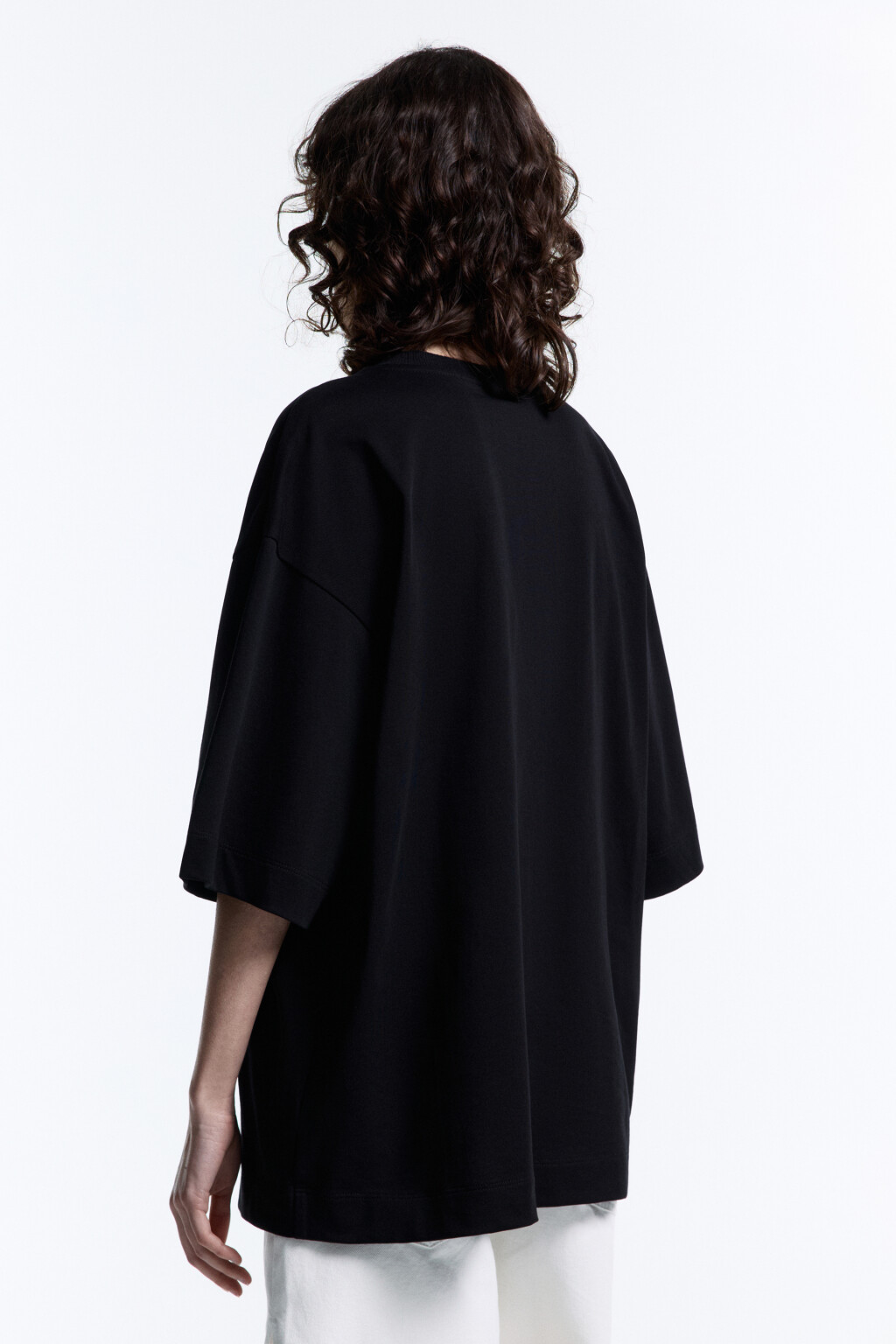 Футболка oversize хлопковая однотонная - цвет черный - 4