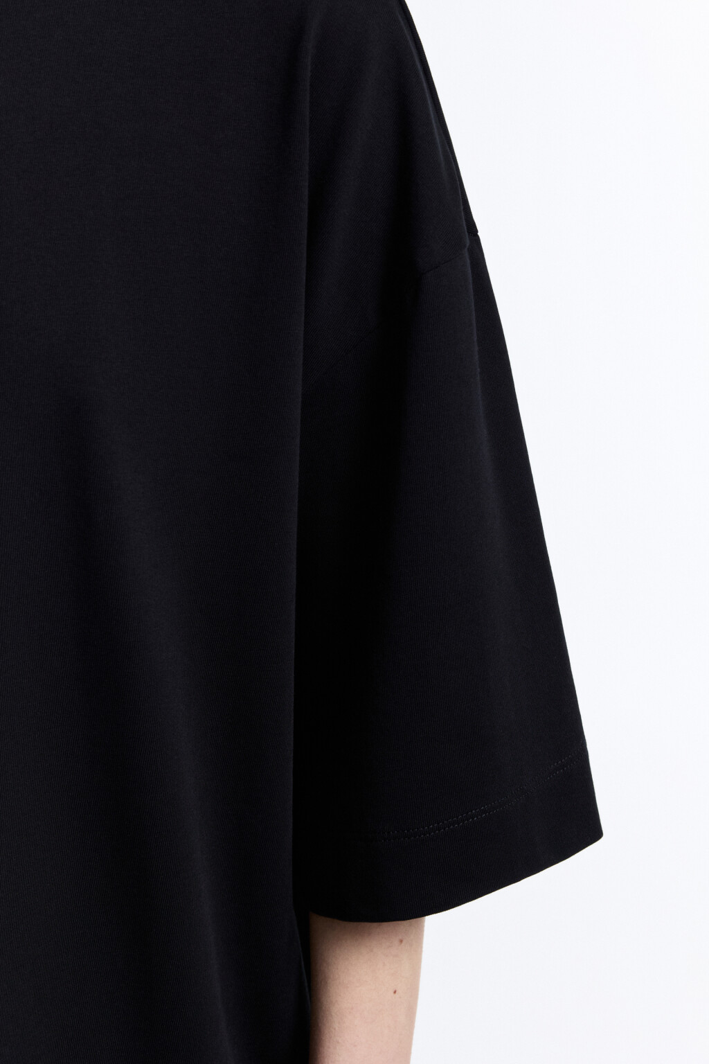 Футболка oversize хлопковая однотонная - цвет черный - 7