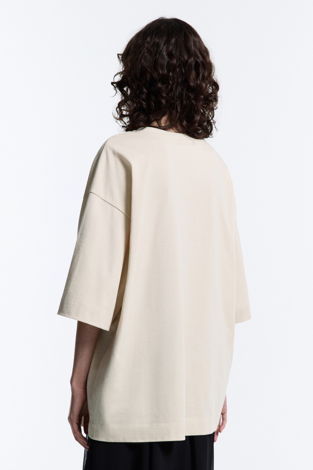 Футболка oversize хлопковая однотонная - цвет бежевый - 5