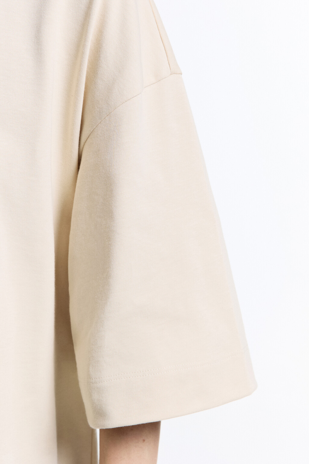 Футболка oversize хлопковая однотонная - цвет бежевый - 8