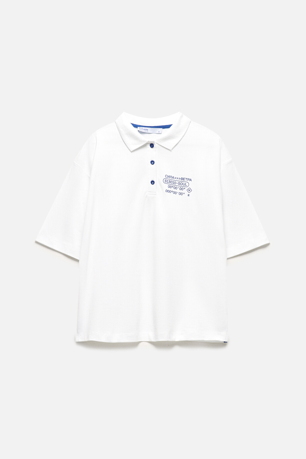 Футболка-поло хлопковая с надписью на груди - цвет белый - 7
