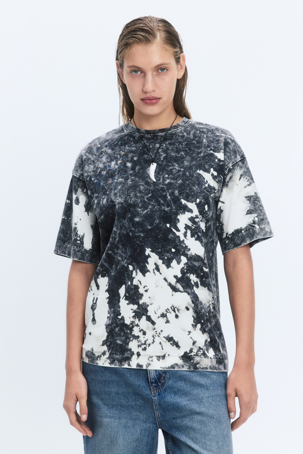 Футболка хлопковая с эффектом тай-дай - цвет серый - 3