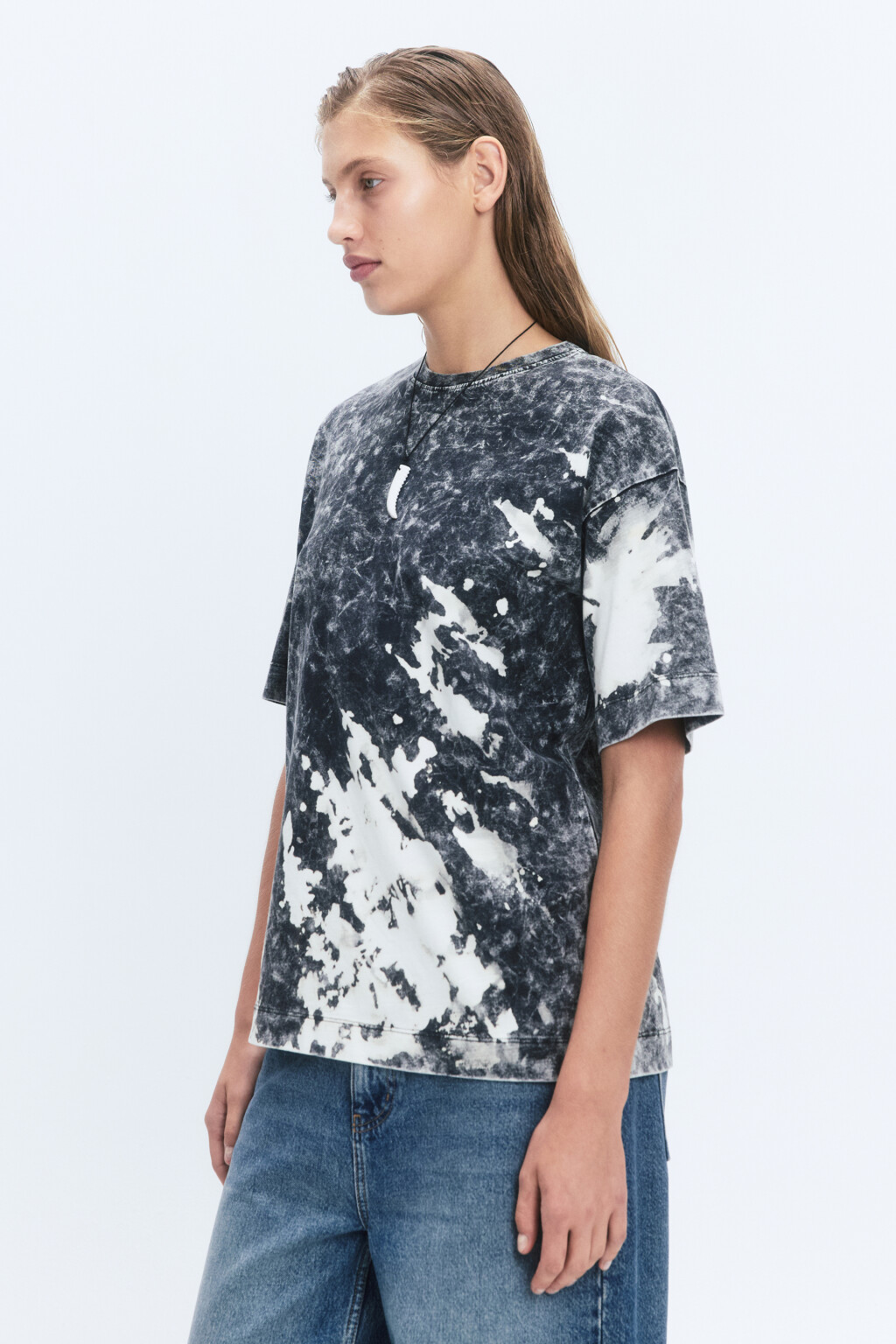Футболка хлопковая с эффектом тай-дай - цвет серый - 4