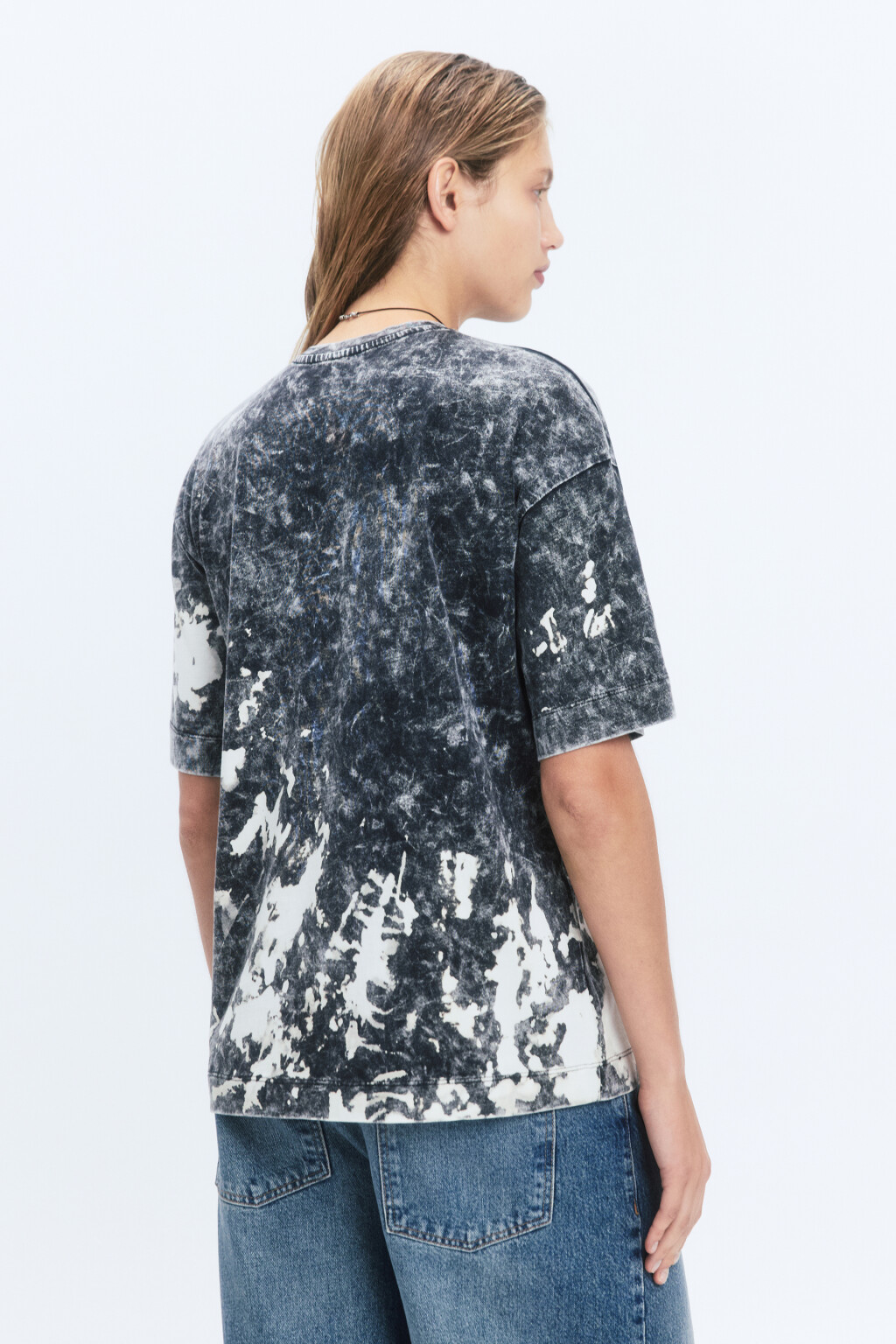 Футболка хлопковая с эффектом тай-дай - цвет серый - 5