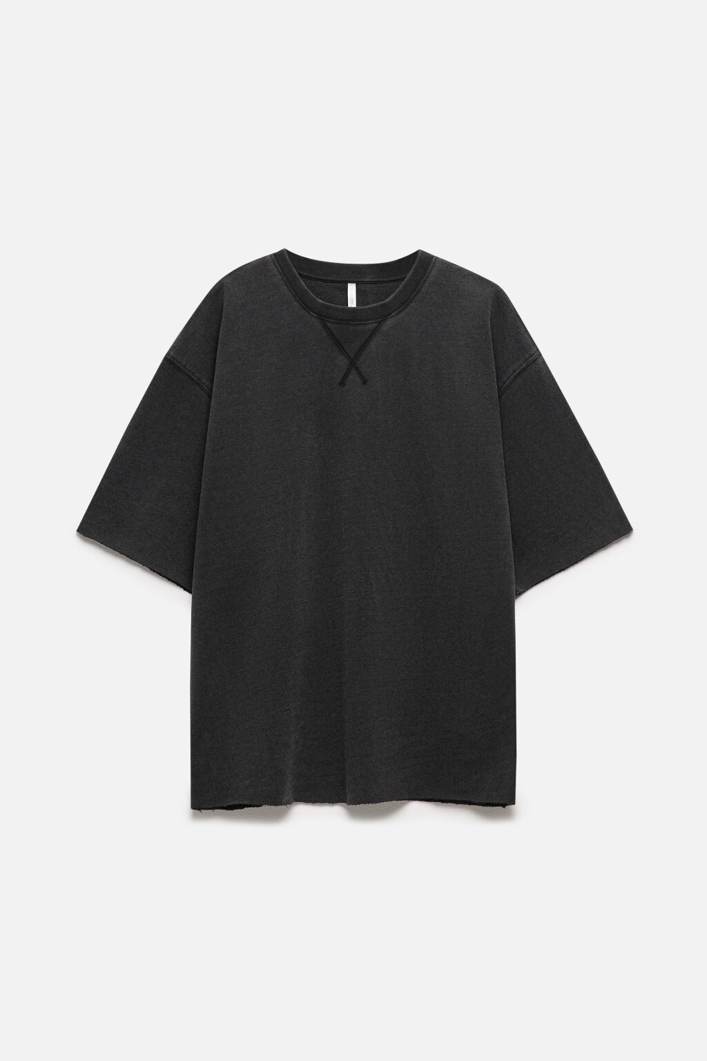 Футболка из футера свободная с вареным эффектом - цвет серый - 8