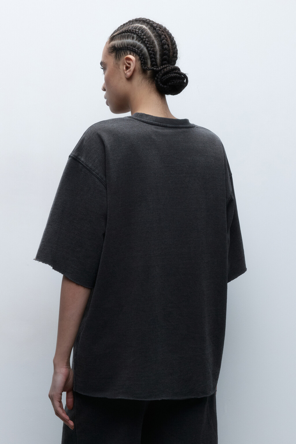 Футболка из футера свободная с вареным эффектом - цвет серый - 4