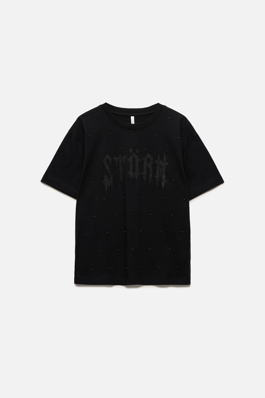 Футболка oversize с заклепками и надписью - цвет черный - 8