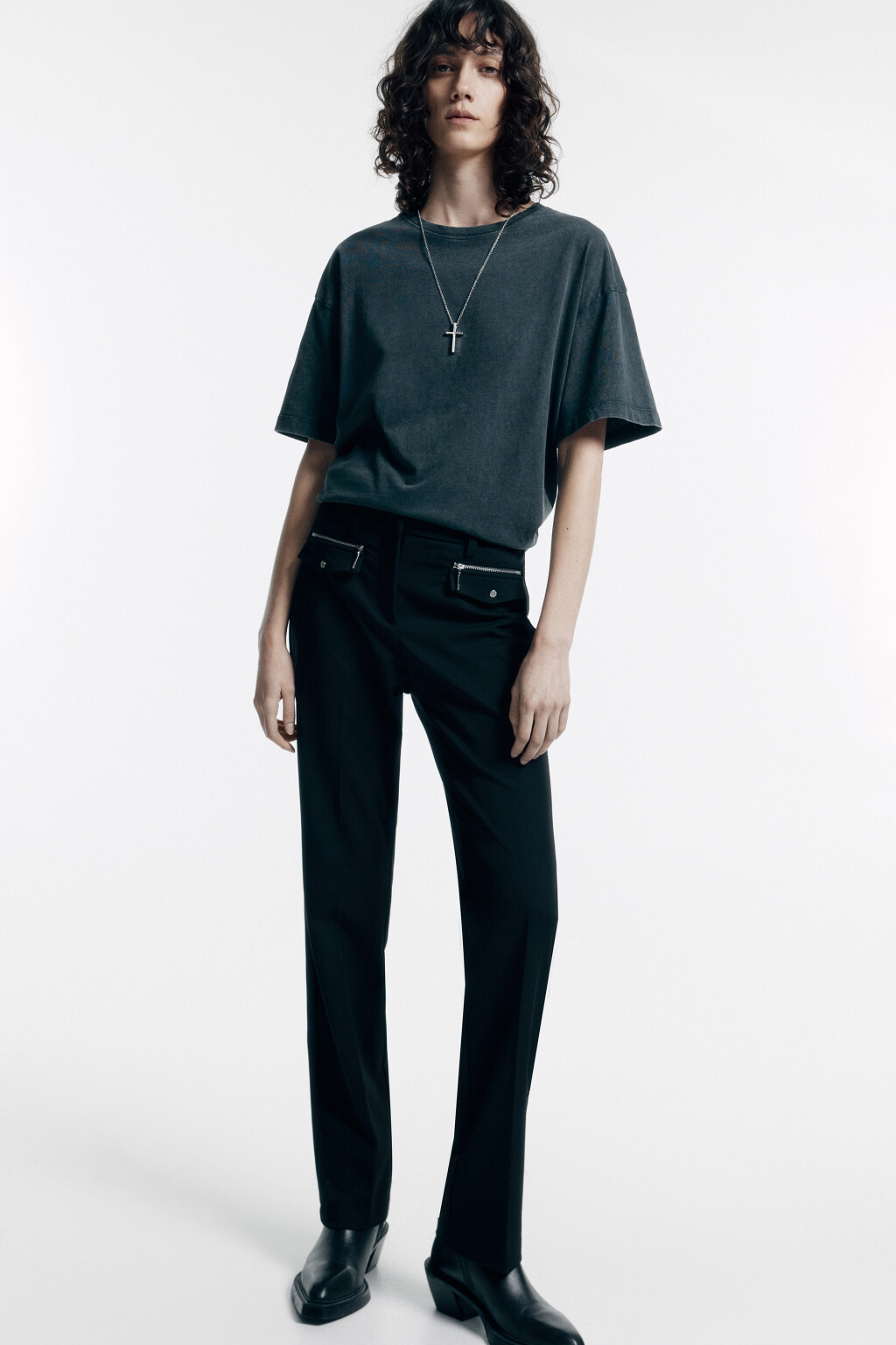 Футболка oversize с вареным эффектом - цвет серый - 1