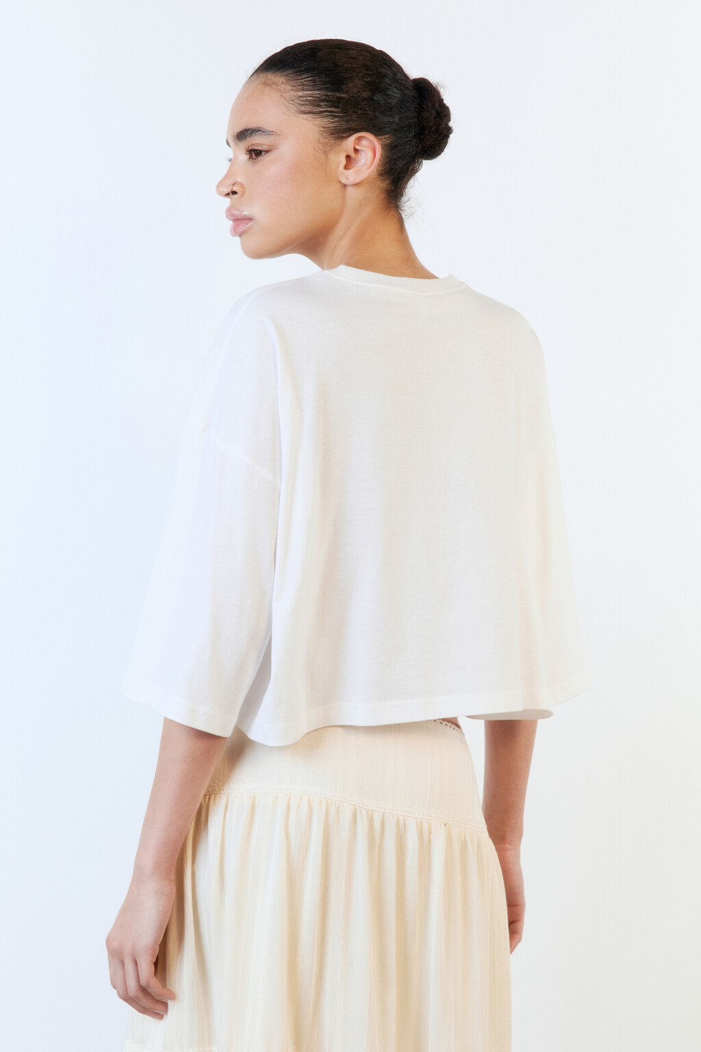 Футболка-топ oversize хлопковая с принтом - цвет белый - 5