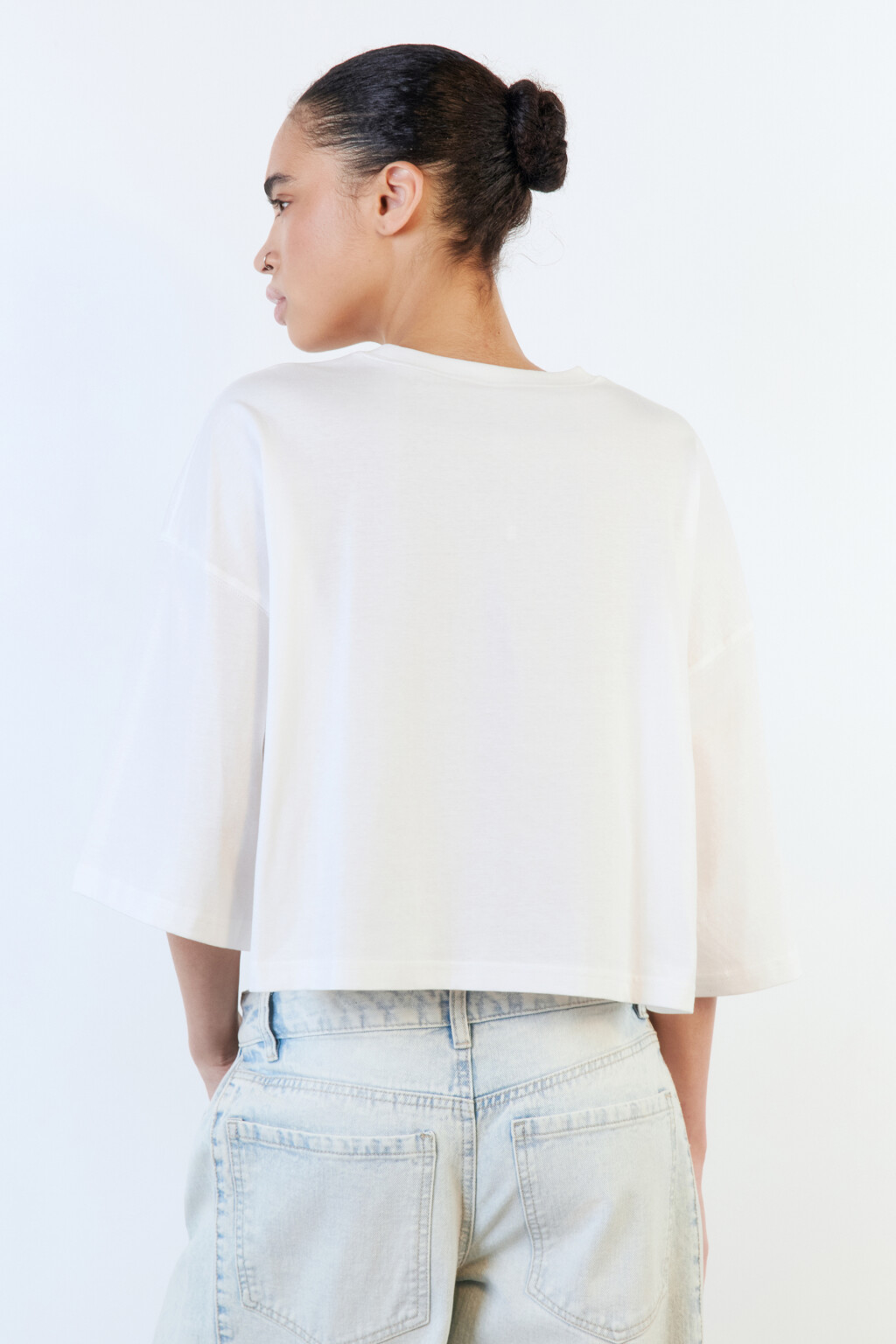 Футболка-топ oversize хлопковая с принтом - цвет белый - 4