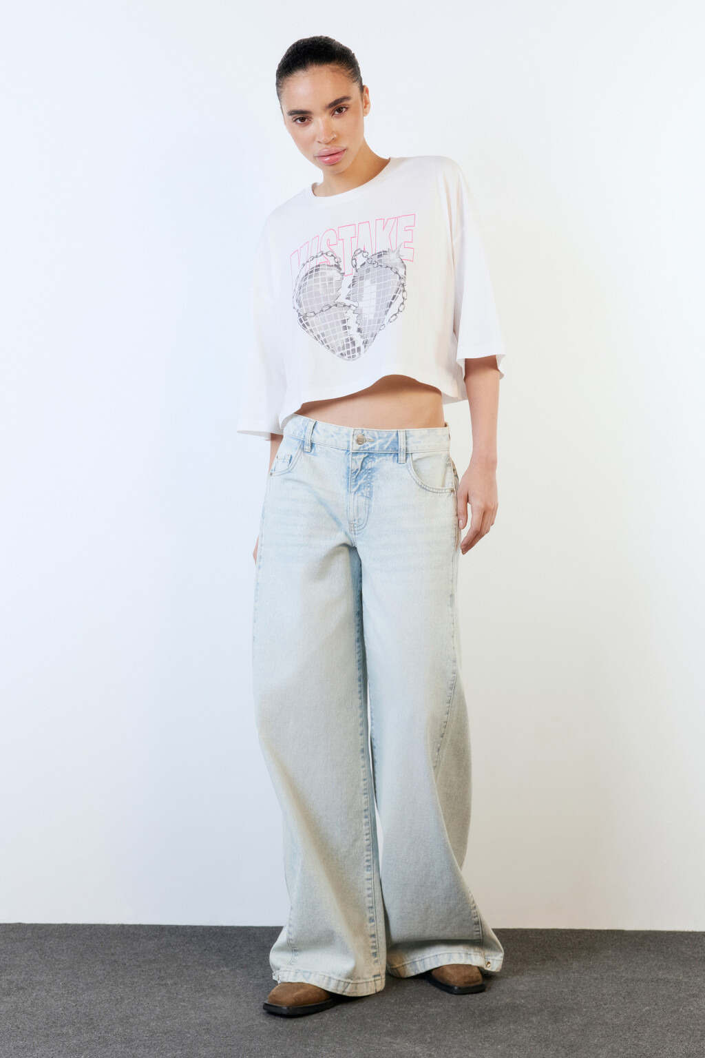 Футболка-топ oversize хлопковая с принтом - цвет белый - 5