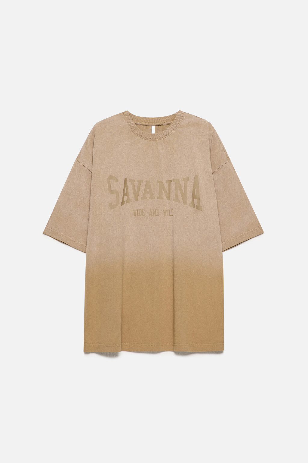 Футболка oversize с вареным эффектом и принтом - цвет бежевый - 8