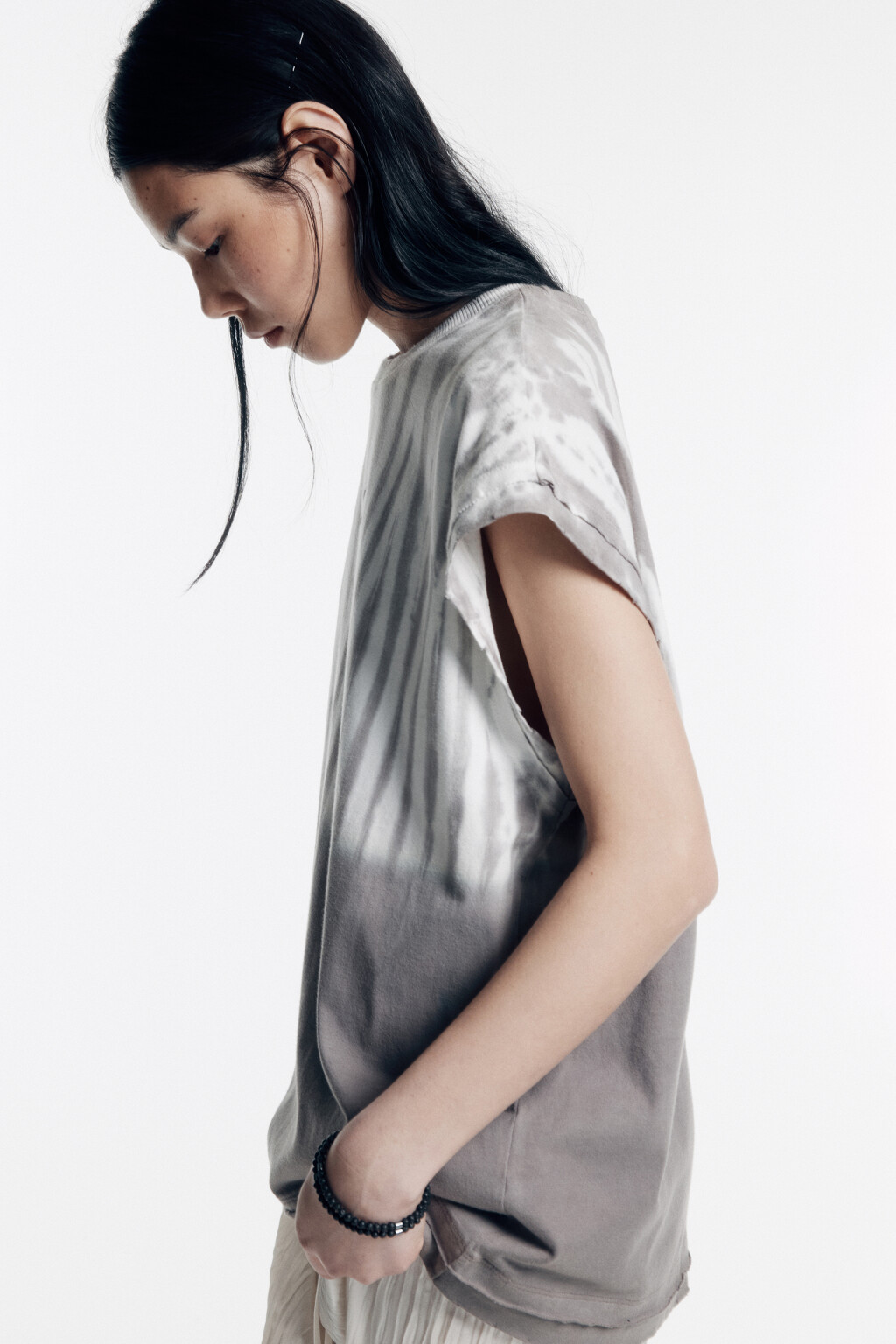 Майка свободная хлопковая с вареным эффектом - цвет серый - 1