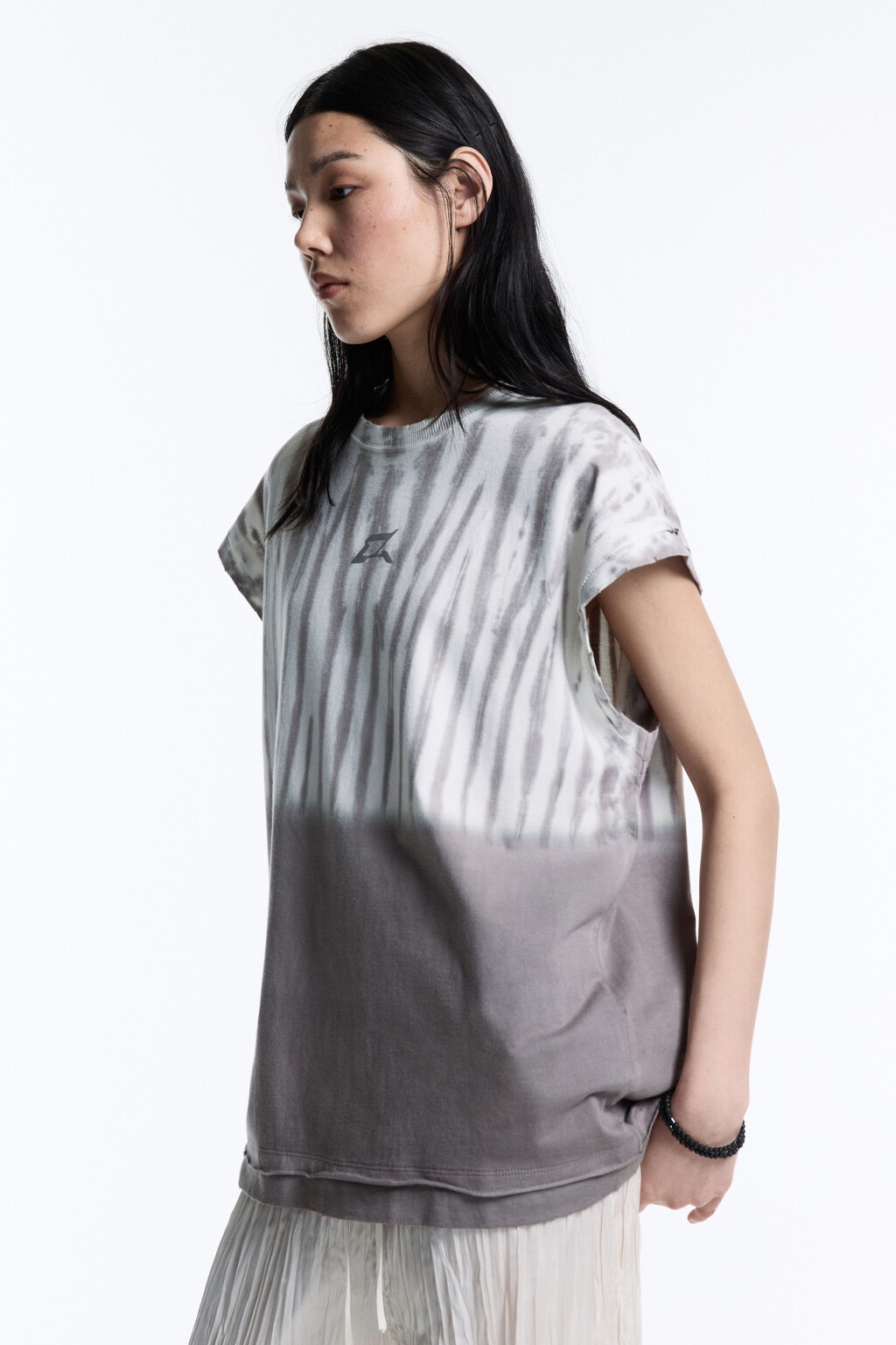 Майка свободная хлопковая с вареным эффектом - цвет серый - 3