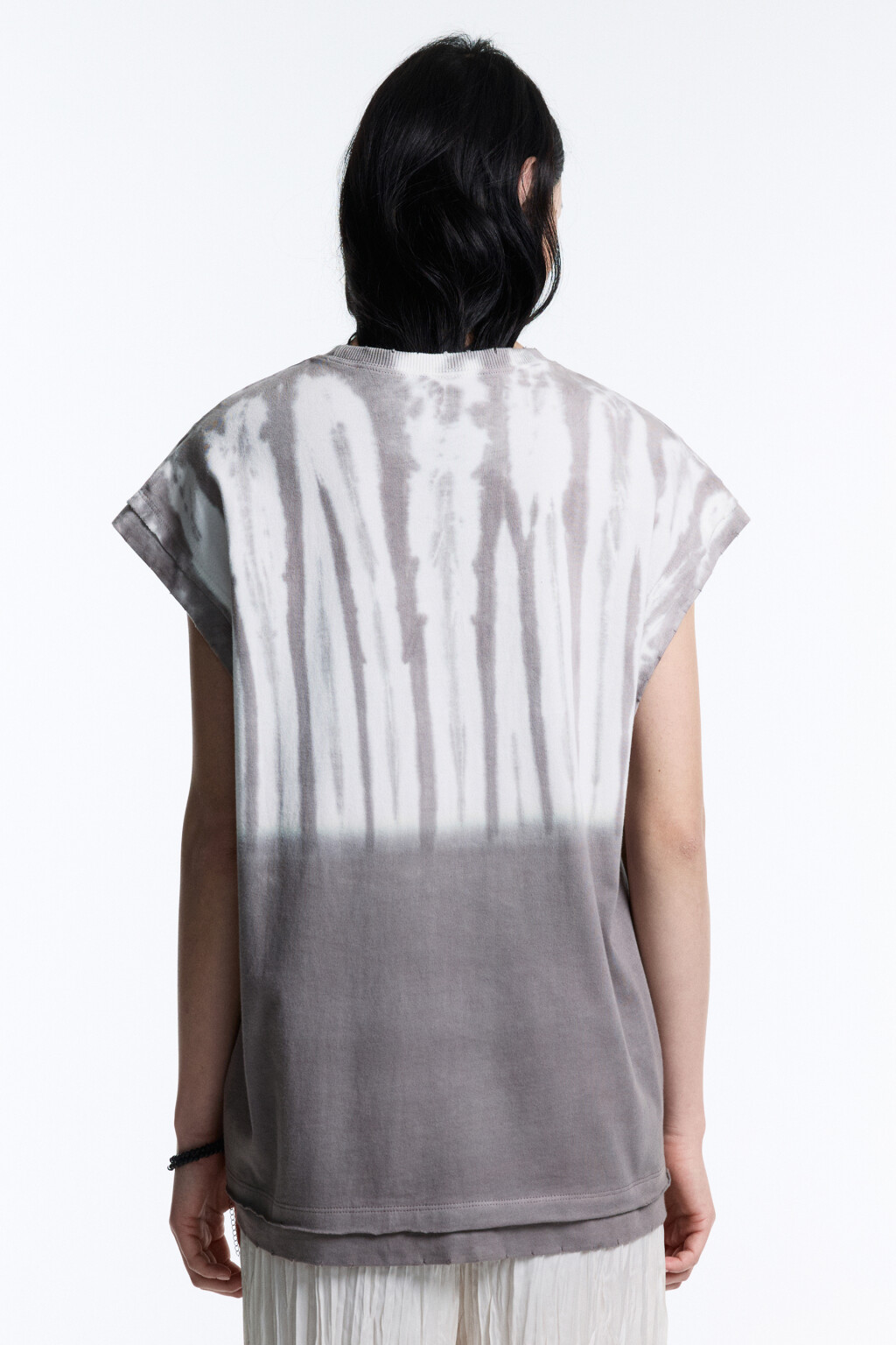 Майка свободная хлопковая с вареным эффектом - цвет серый - 4