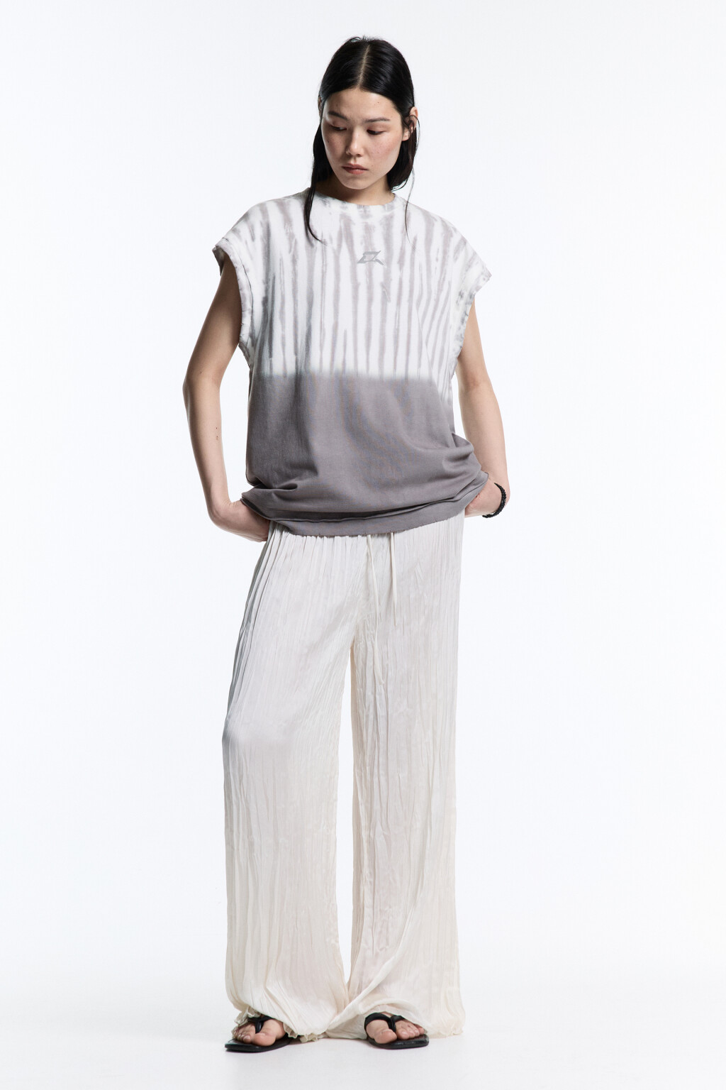 Майка свободная хлопковая с вареным эффектом - цвет серый - 5