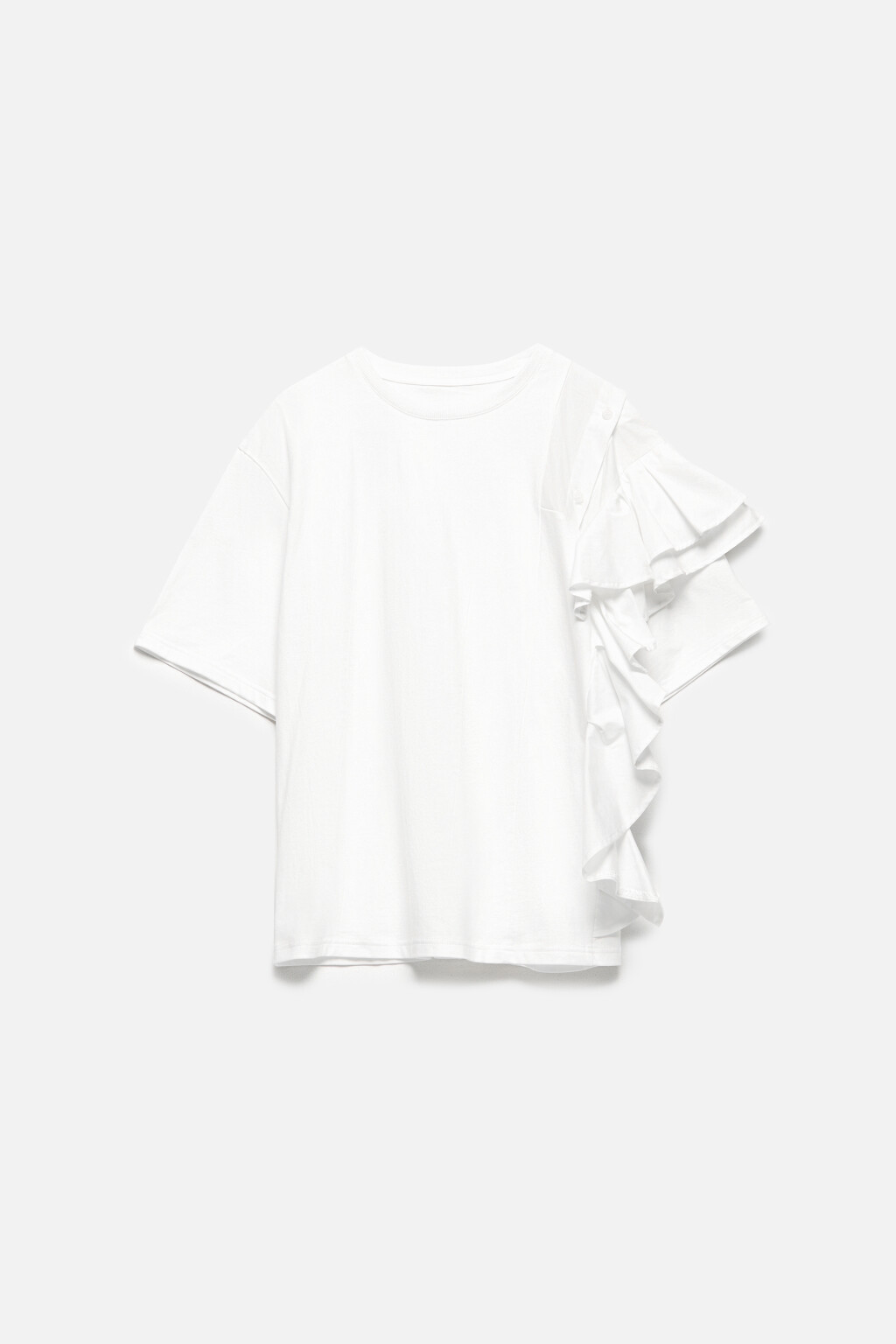 Футболка oversize с асимметричными воланами - цвет белый - 10