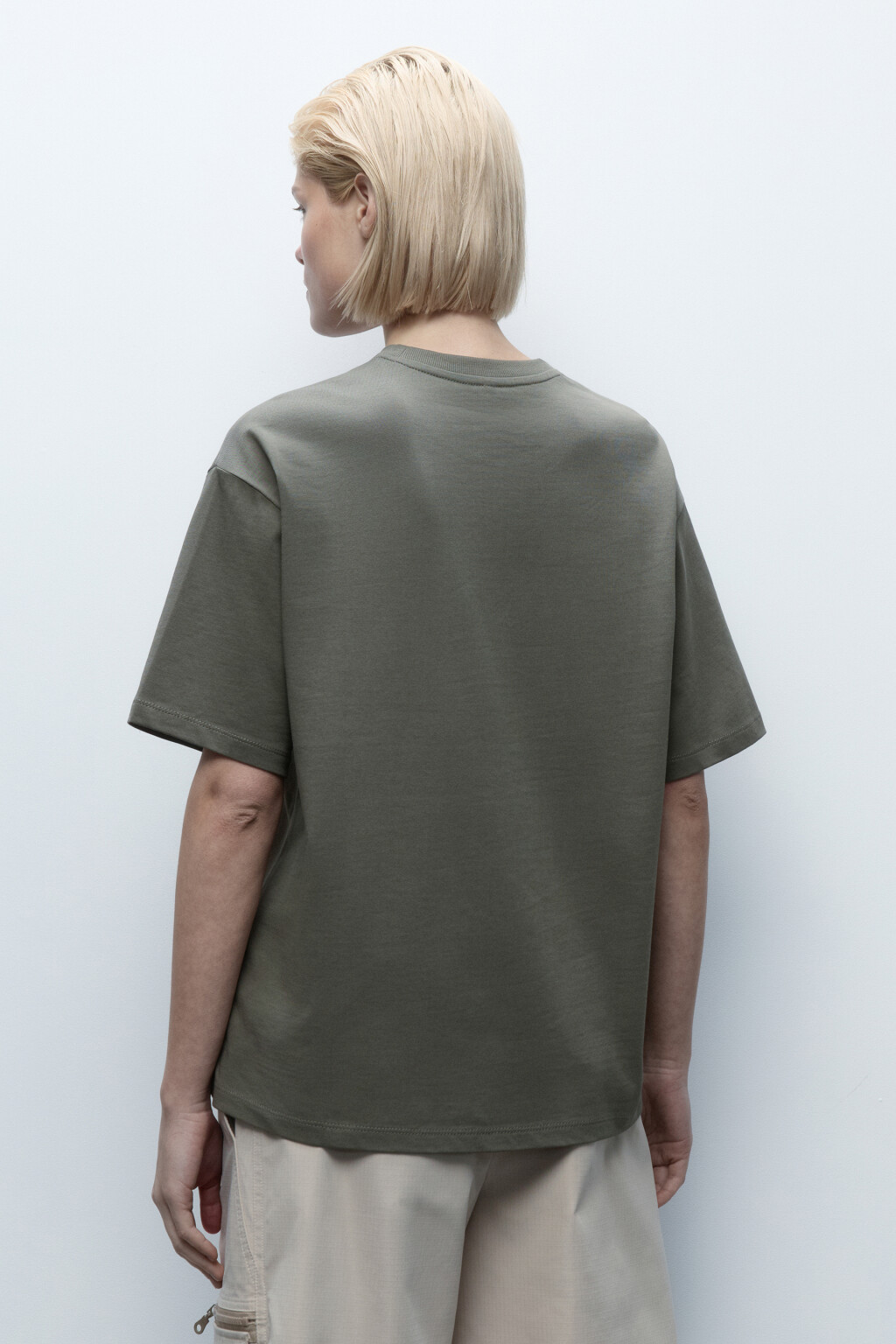 Футболка oversize хлопковая базовая - цвет зеленый - 4