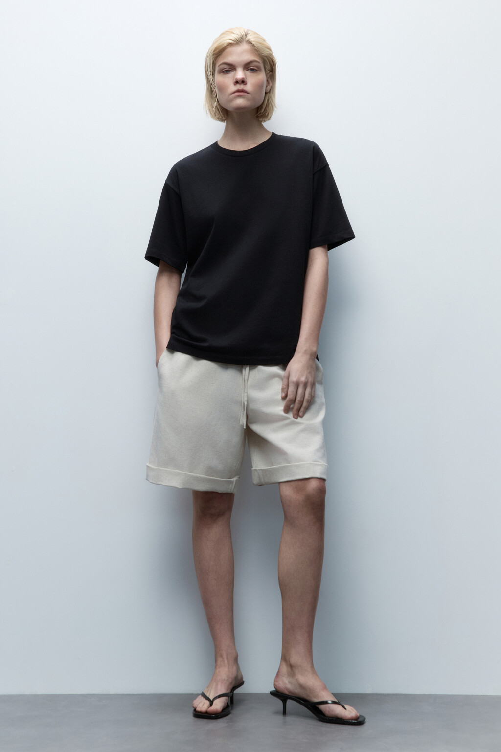 Футболка oversize хлопковая базовая - цвет черный - 5