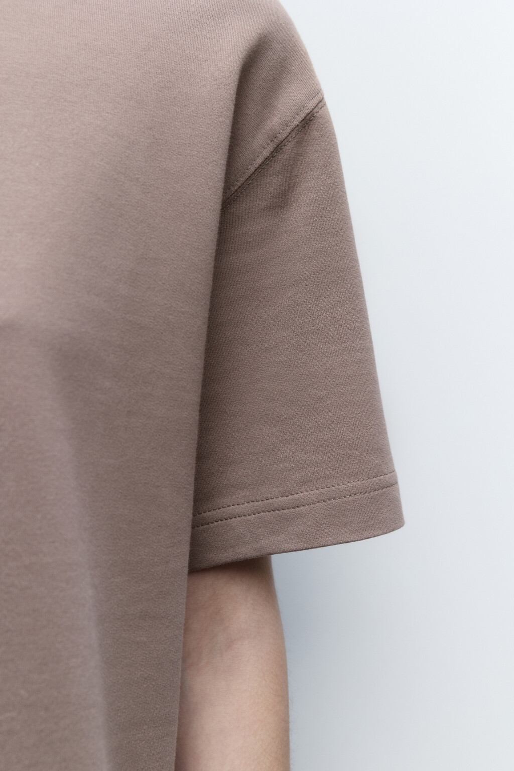 Футболка oversize однотонная из футера - цвет бежевый - 7