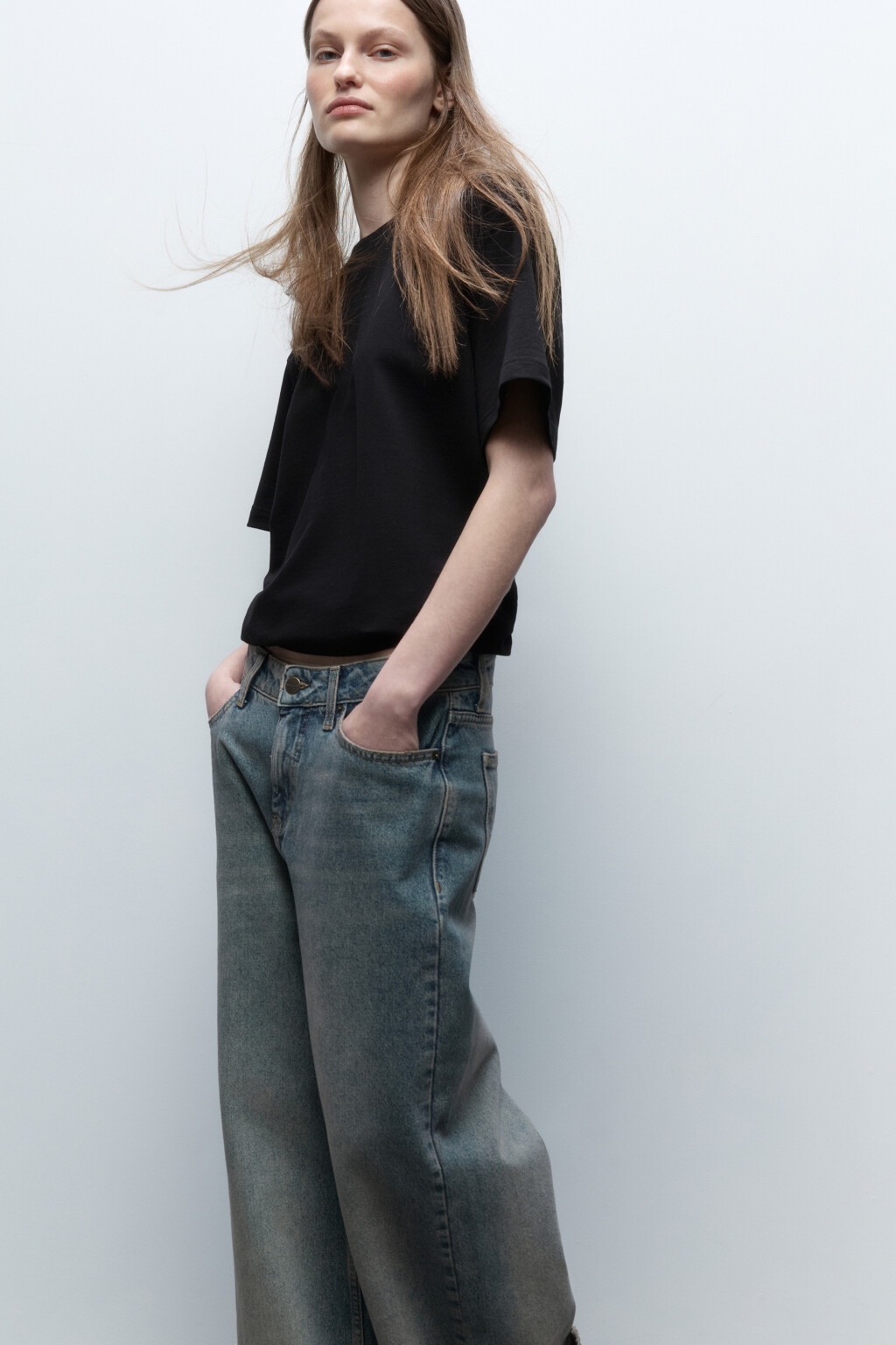 Футболка oversize однотонная из футера - цвет черный - 1