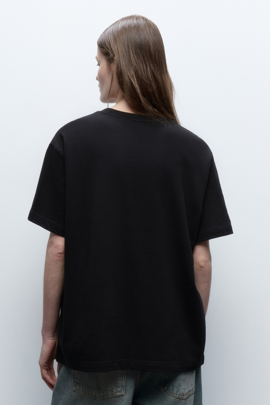 Футболка oversize однотонная из футера - цвет черный - 4